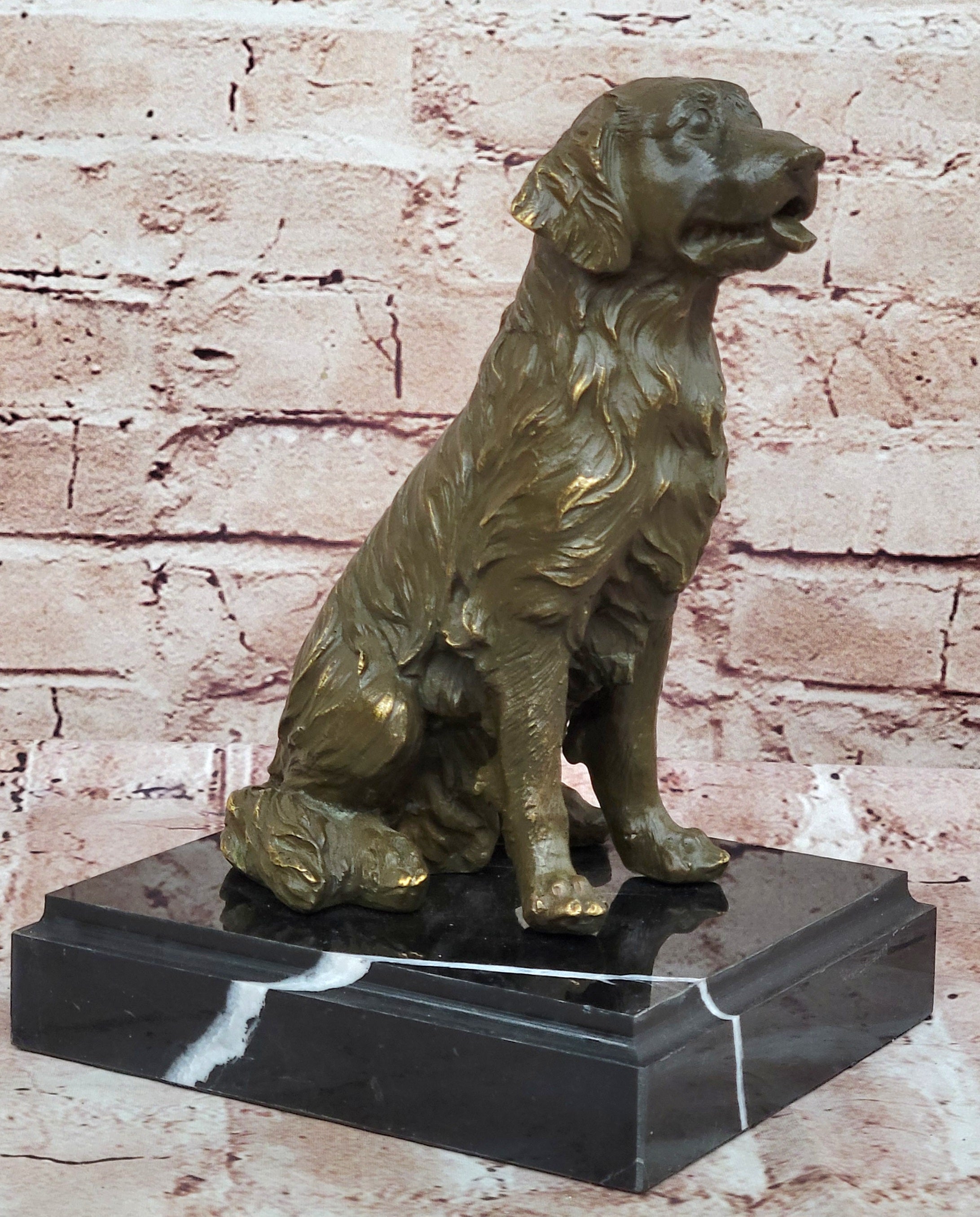 Sitting Retriever Bronze Sculpture - Golden Retriever Labrador Dog Art