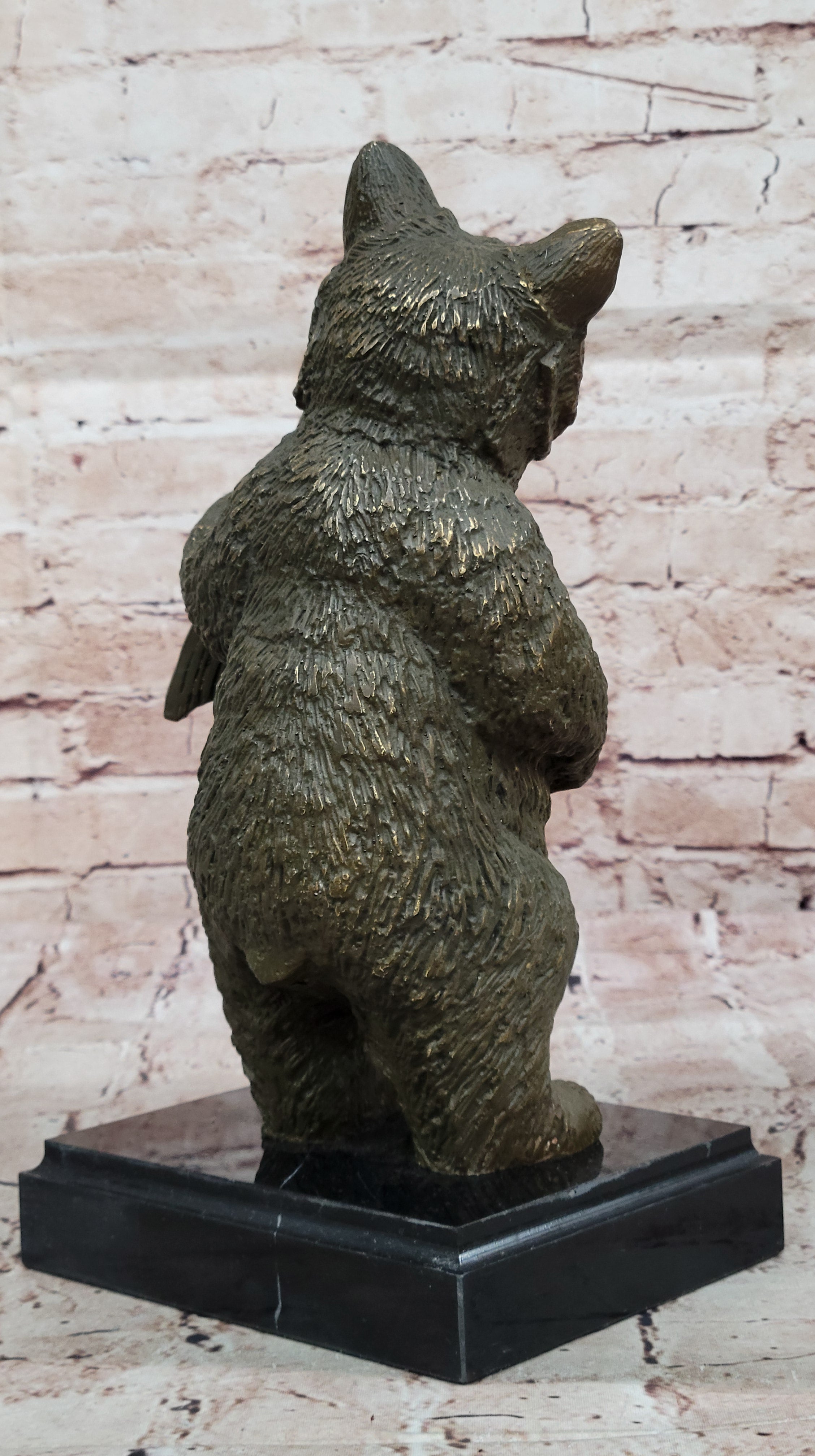 Bronze Bear Welcome Statue; Bear with Fish Cabin Decor