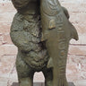 Bronze Bear Welcome Statue; Bear with Fish Cabin Decor