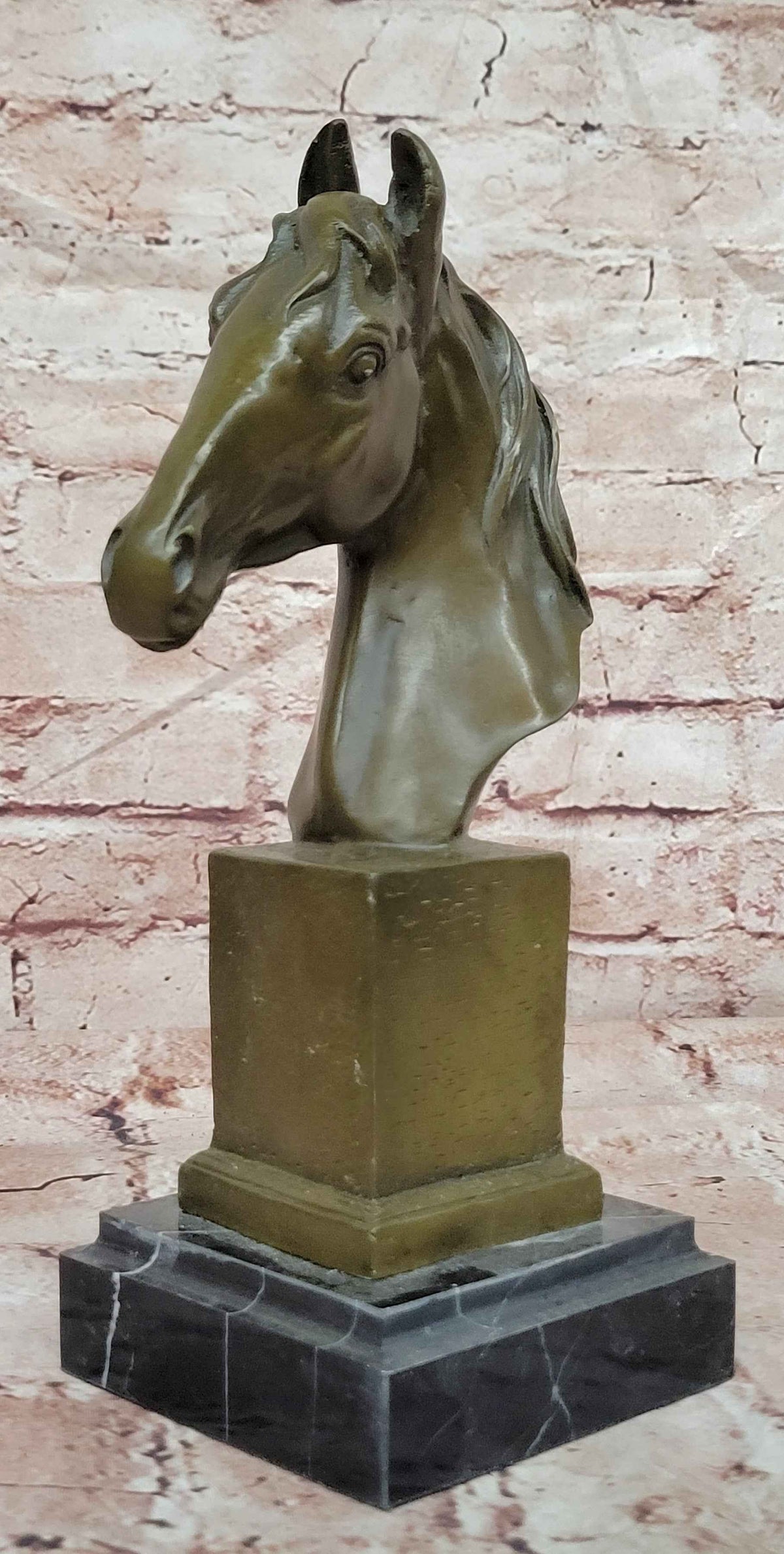 Bronze Horse Head Bust Sculpture Equestrian Decor Art