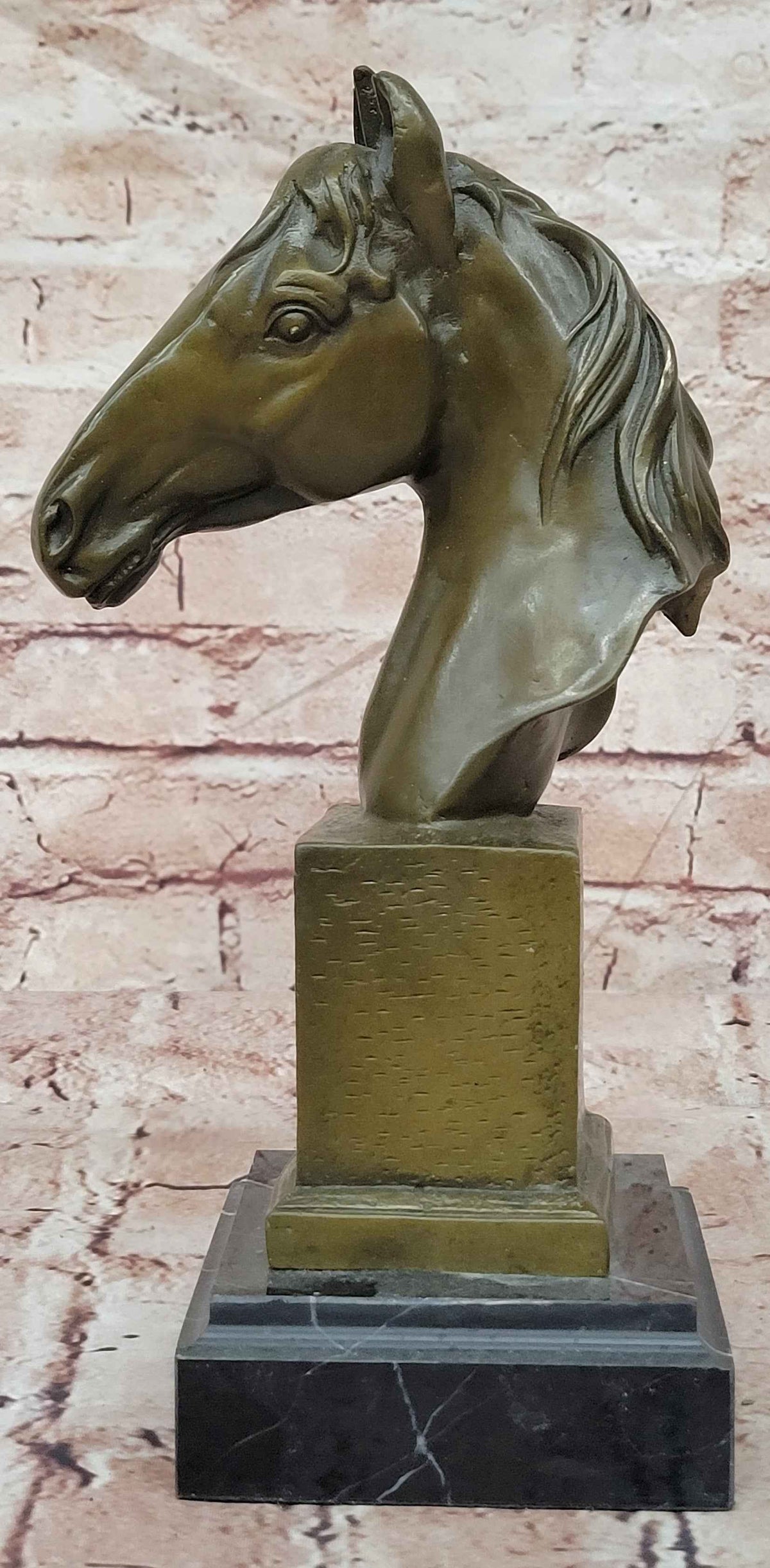 Bronze Horse Head Bust Sculpture Equestrian Decor Art