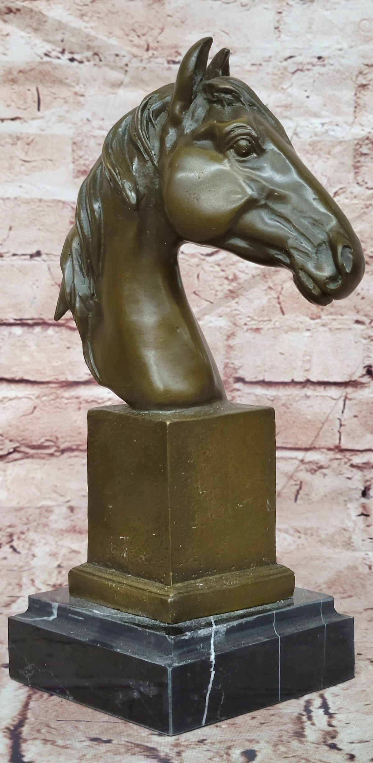 Bronze Horse Head Bust Sculpture Equestrian Decor Art