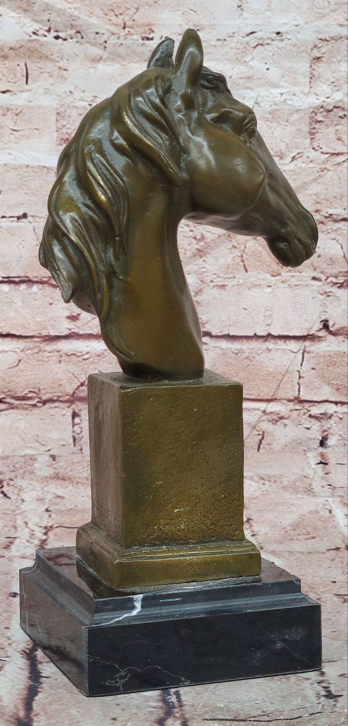 Bronze Horse Head Bust Sculpture Equestrian Decor Art
