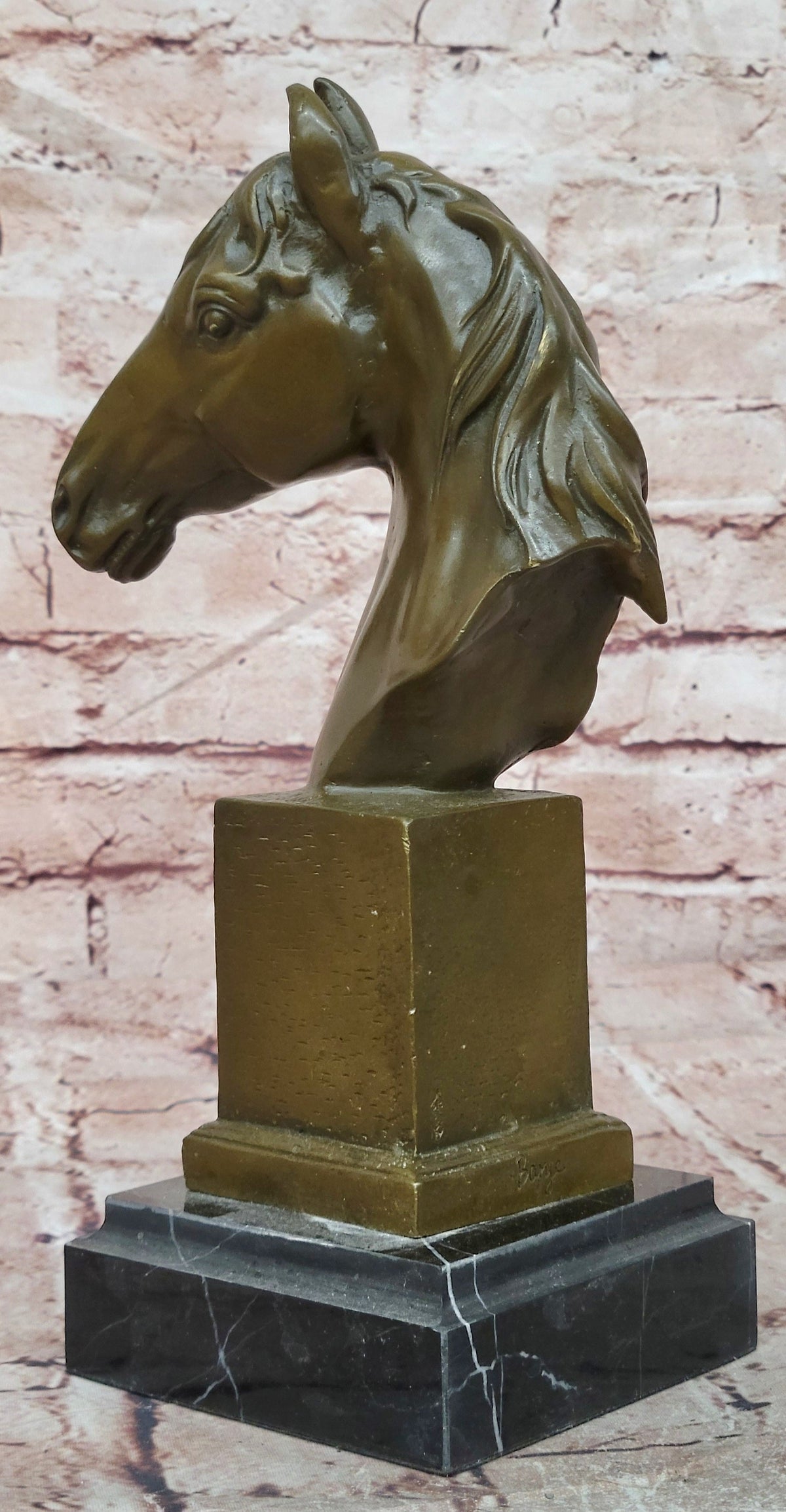 Bronze Horse Head Bust Sculpture Equestrian Decor Art