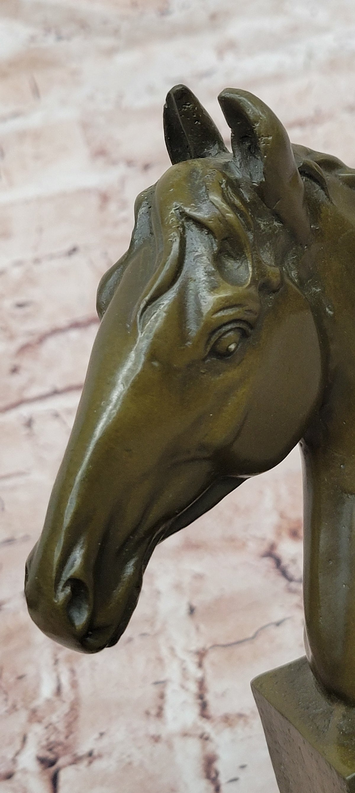 Bronze Horse Head Bust Sculpture Equestrian Decor Art