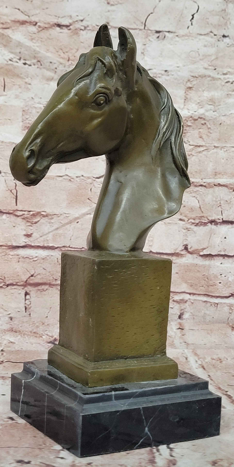 Bronze Horse Head Bust Sculpture Equestrian Decor Art