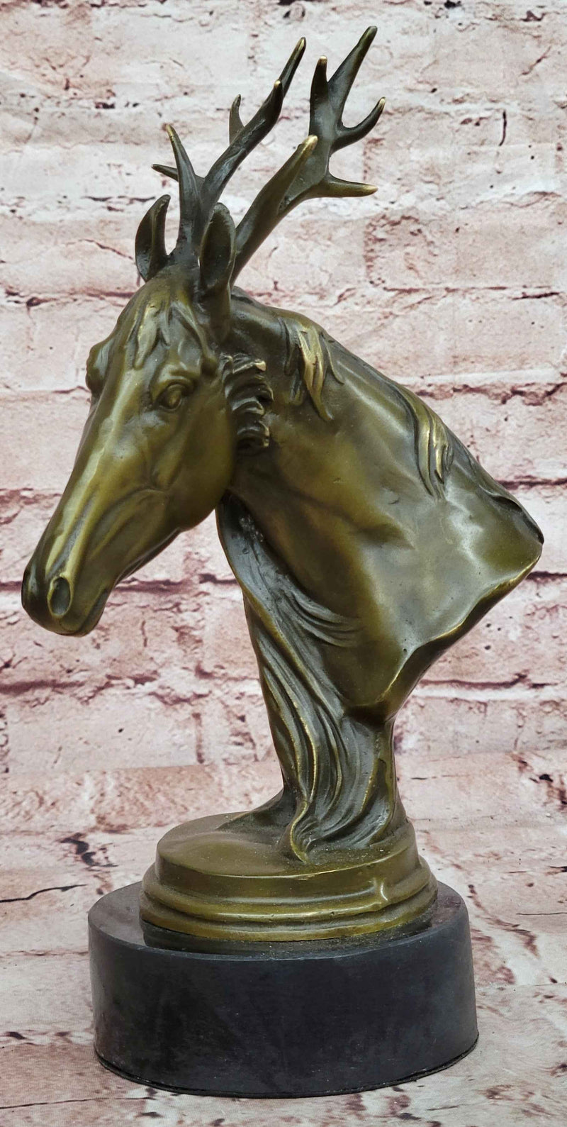 Bronze Fantasy Stag Horse Bust Sculpture Mythical Hybrid Decor