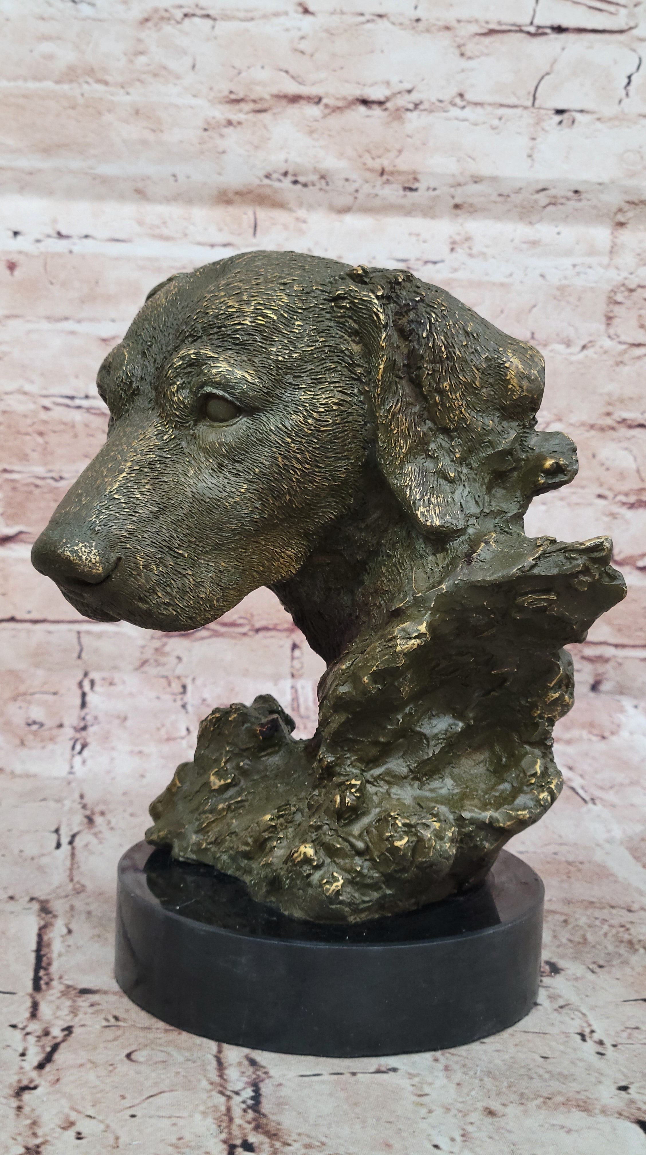 Bronze Labrador Retriever Dog Head Sculpture - Signed Original Art