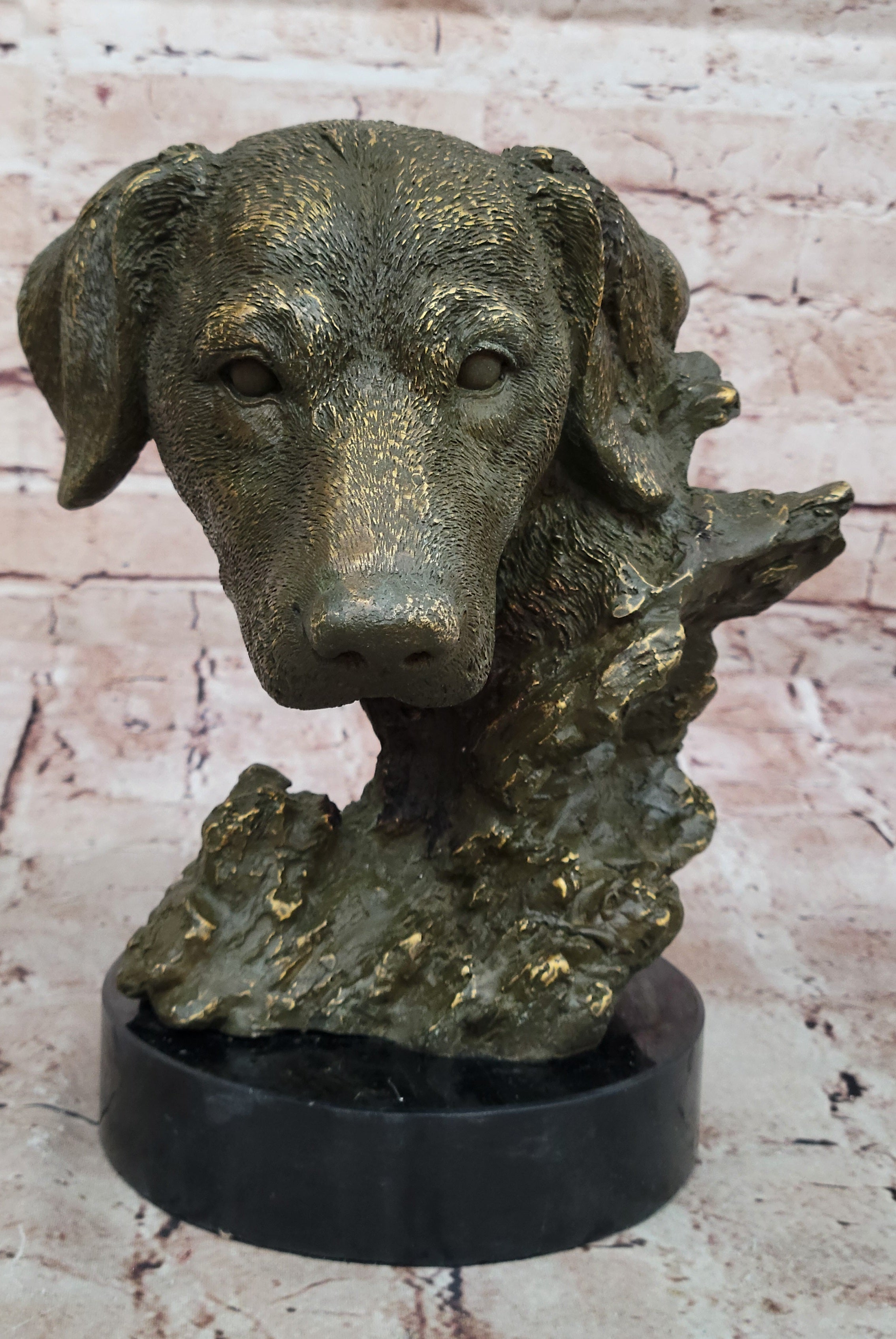 Bronze Labrador Retriever Dog Head Sculpture - Signed Original Art