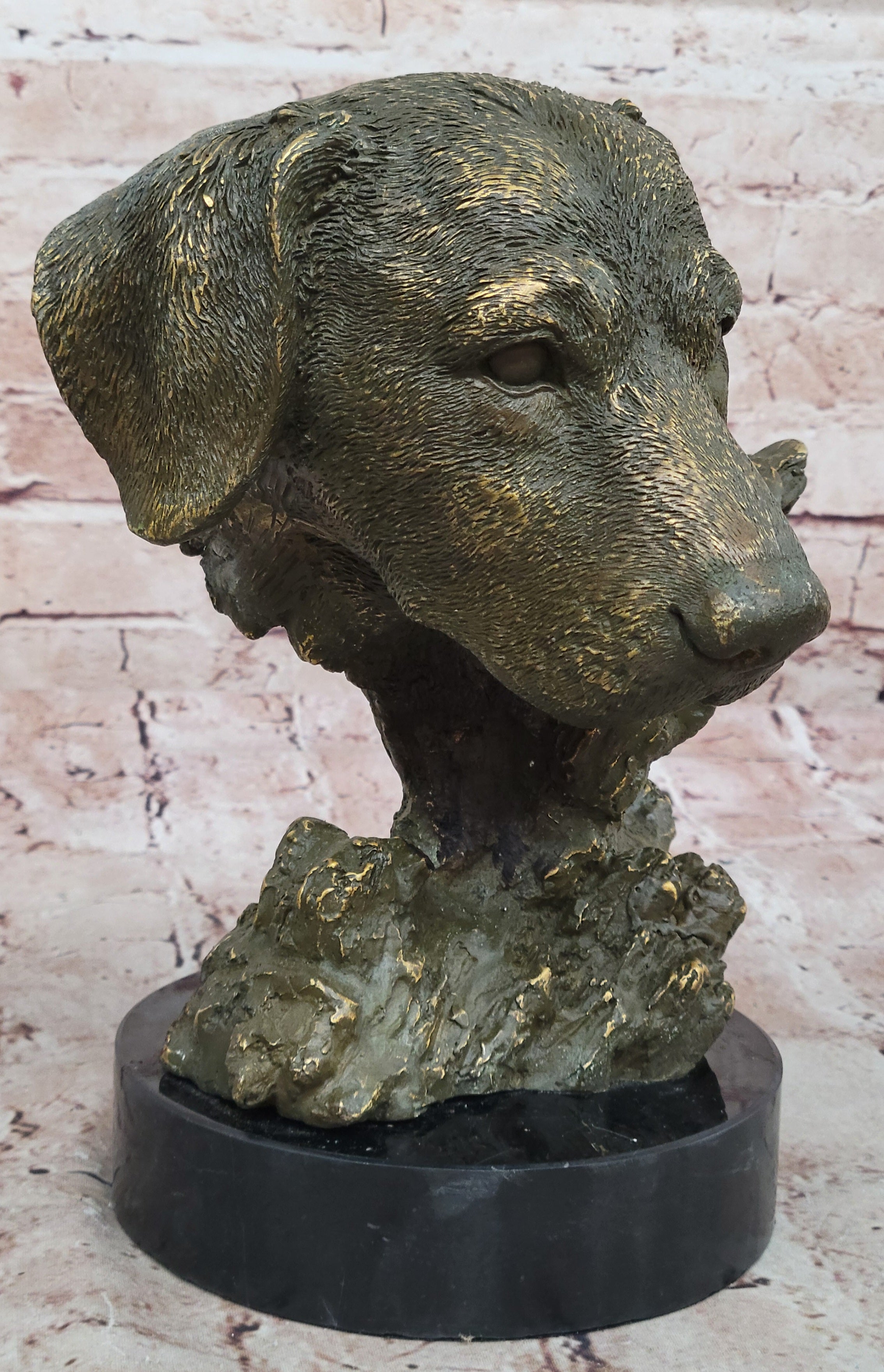 Bronze Labrador Retriever Dog Head Sculpture - Signed Original Art