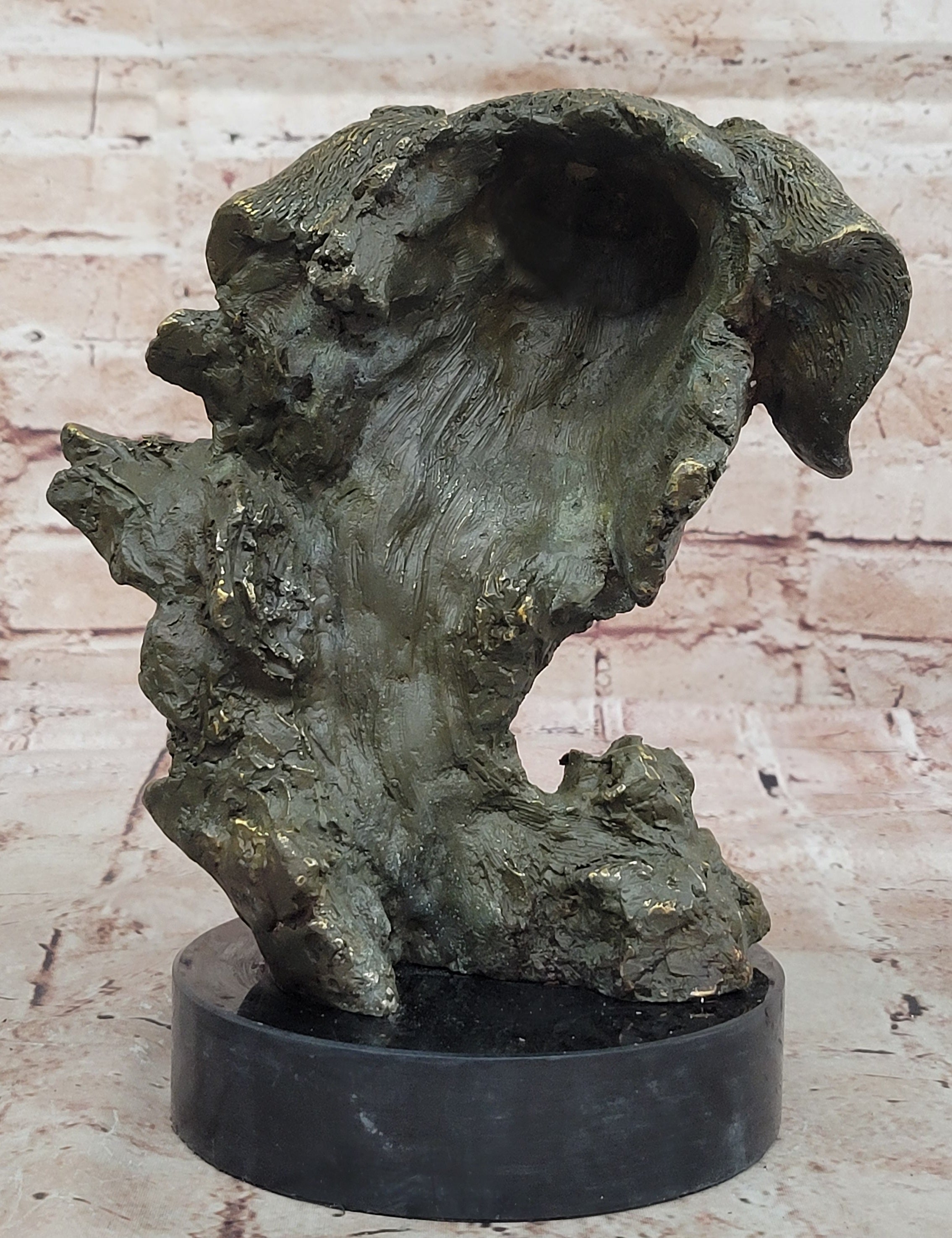 Bronze Labrador Retriever Dog Head Sculpture - Signed Original Art