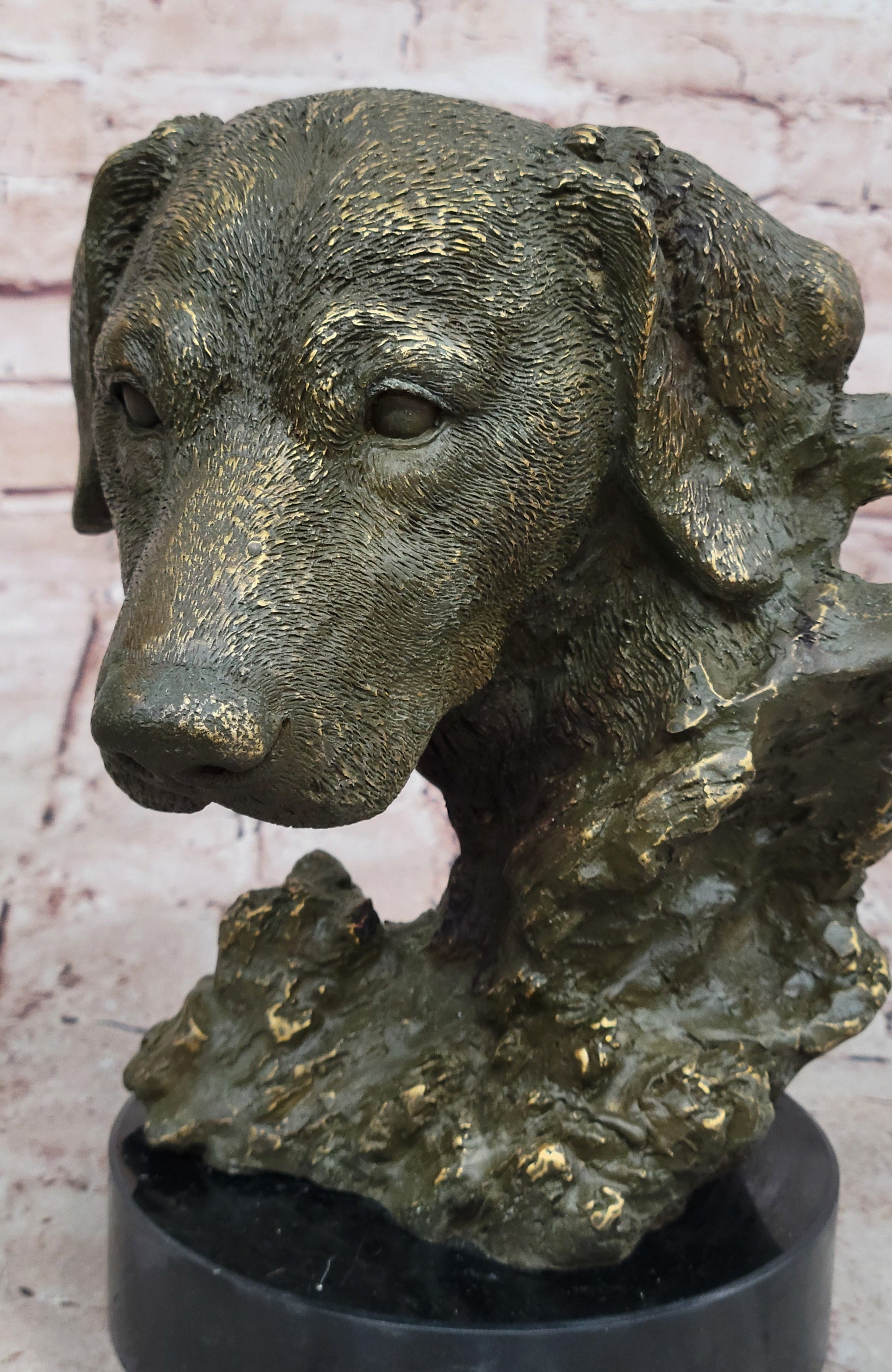 Bronze Labrador Retriever Dog Head Sculpture - Signed Original Art