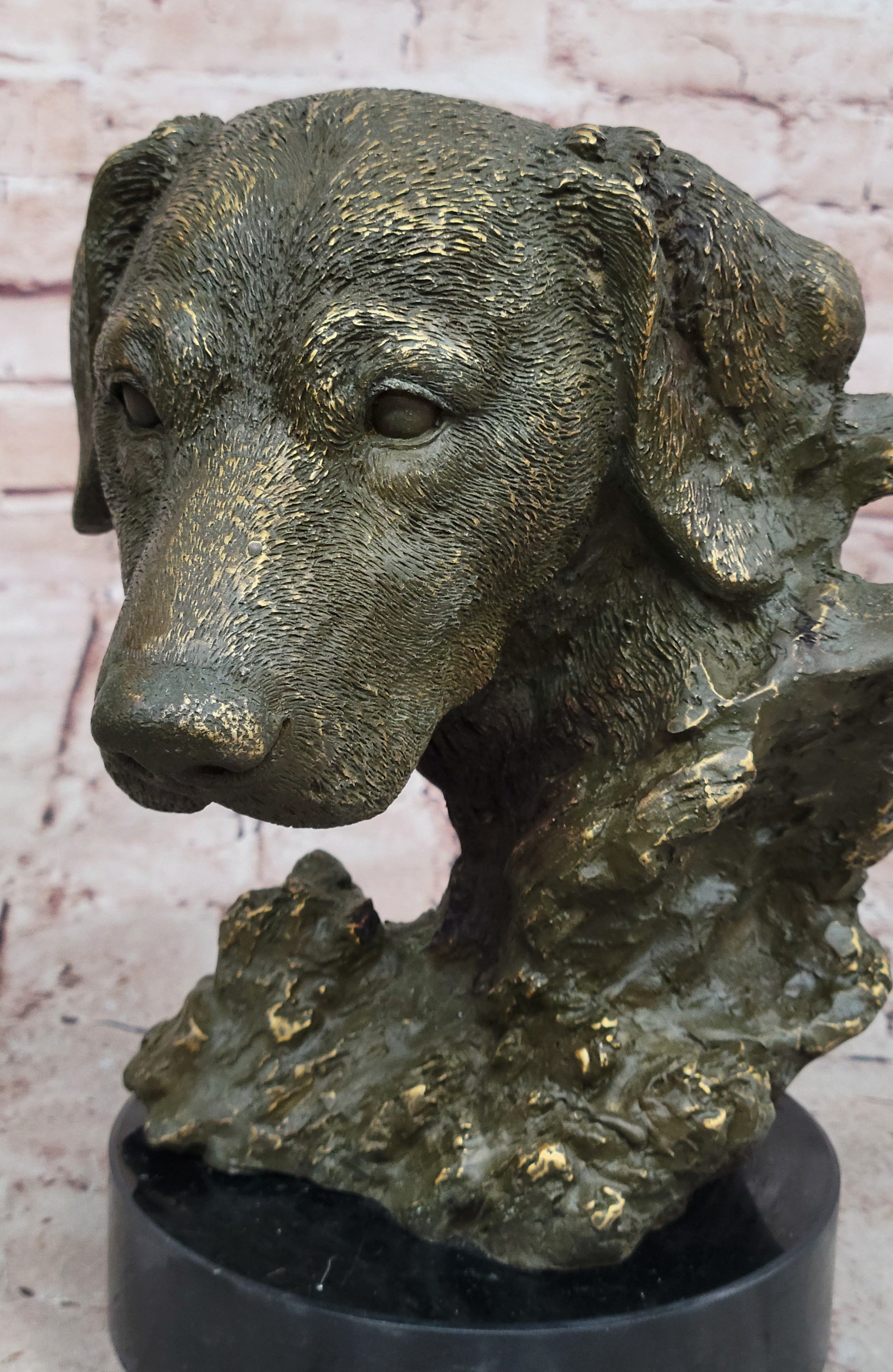 Bronze Labrador Retriever Dog Head Sculpture - Signed Original Art