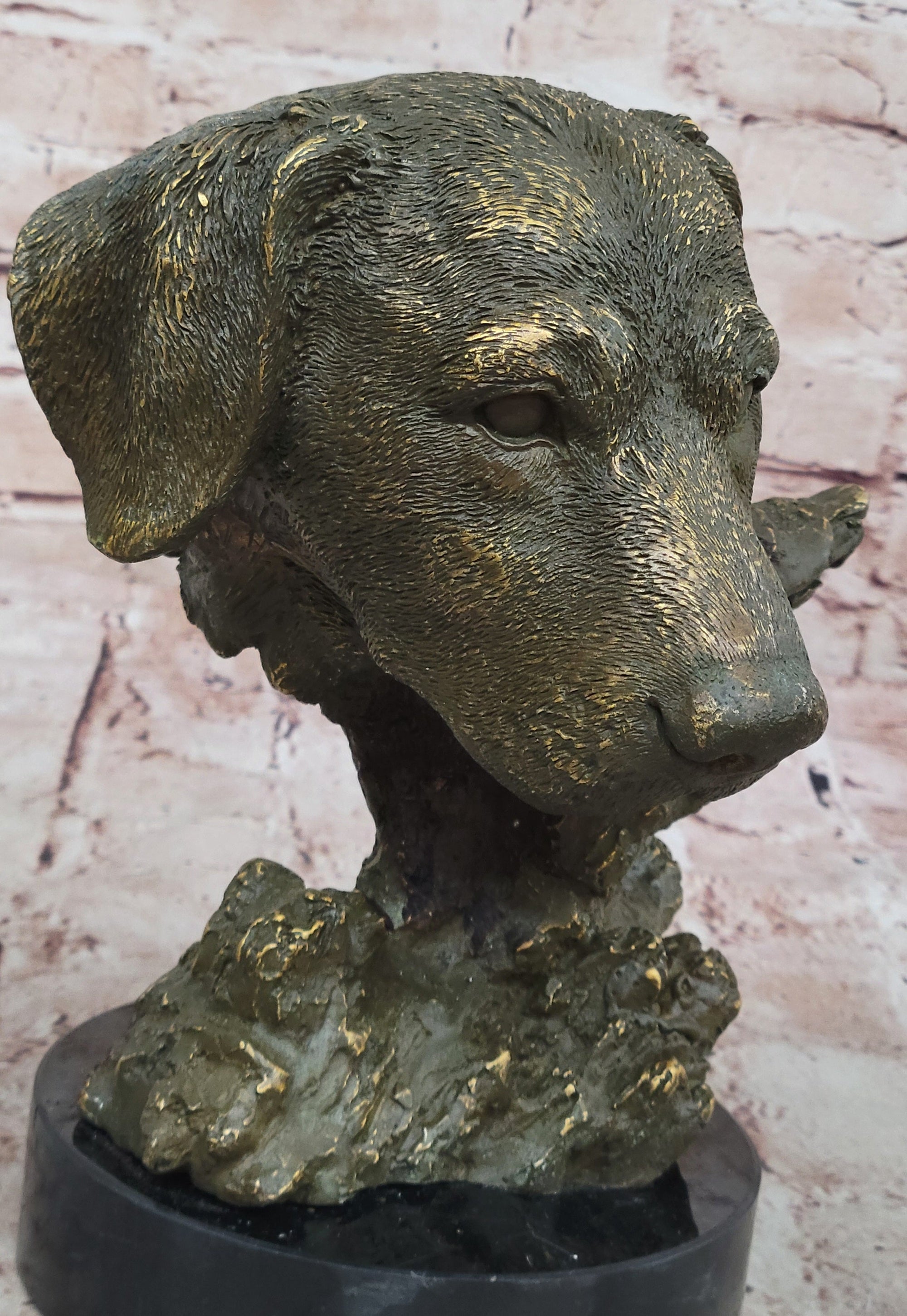 Bronze Labrador Retriever Dog Head Sculpture - Signed Original Art