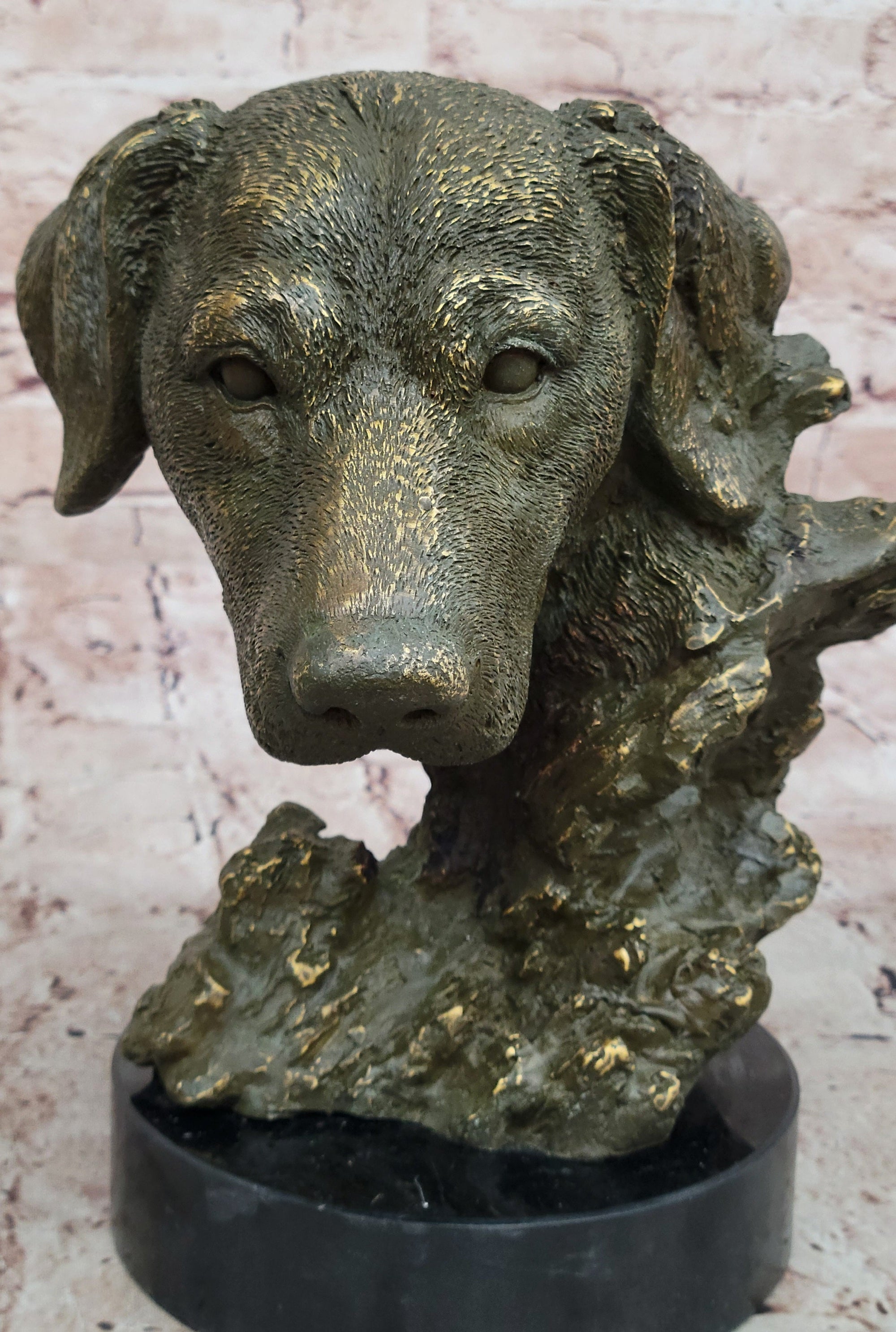 Bronze Labrador Retriever Dog Head Sculpture - Signed Original Art