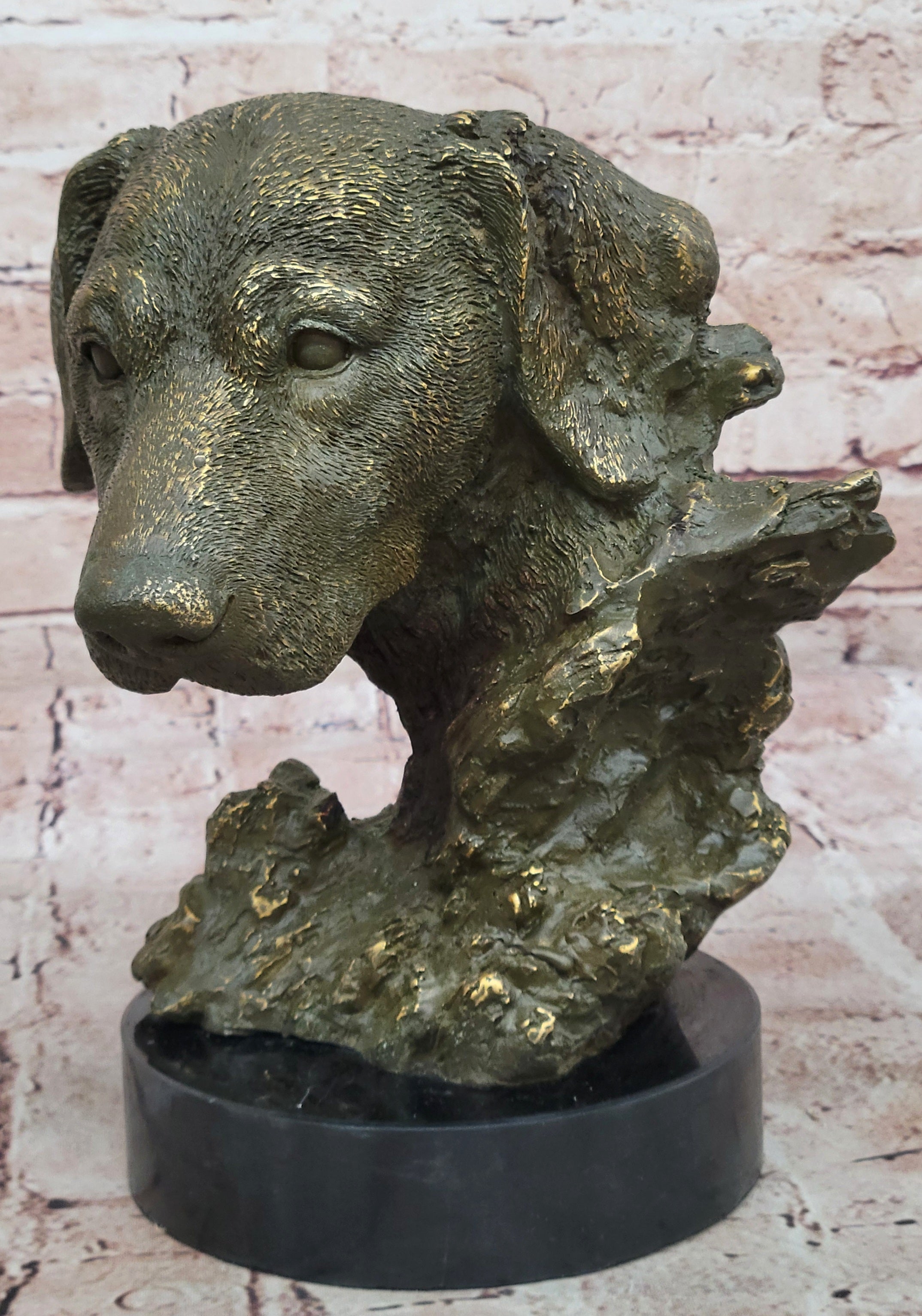 Bronze Labrador Retriever Dog Head Sculpture - Signed Original Art