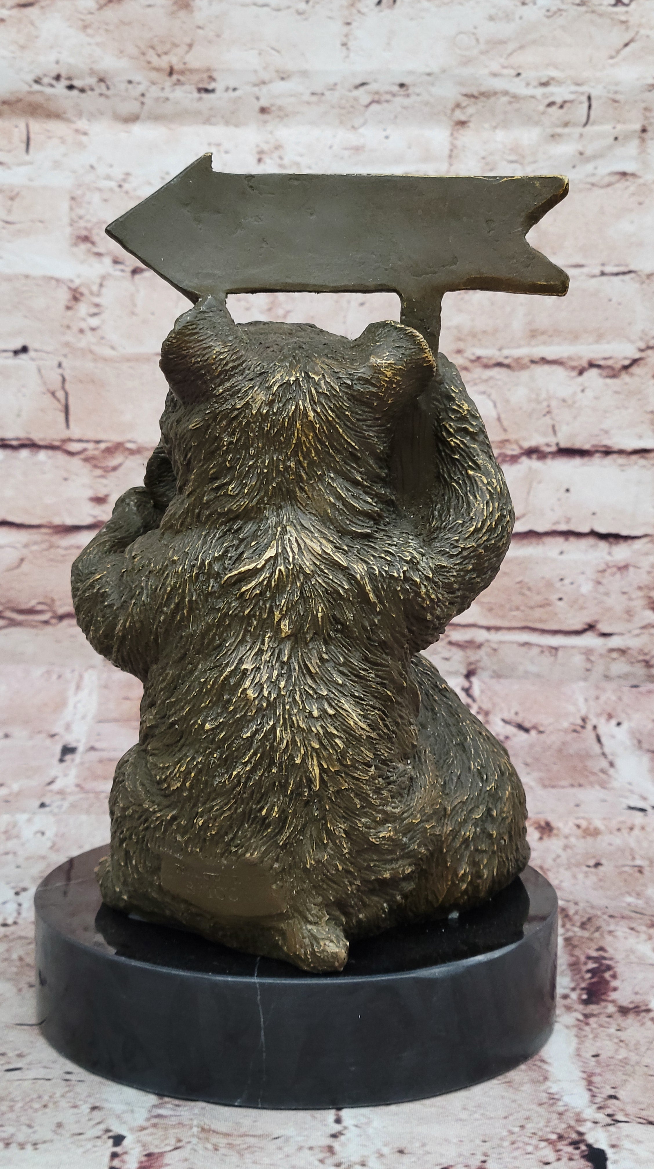 Adorable Bear Cub Welcome Statue; Bronze Finish Home Decor