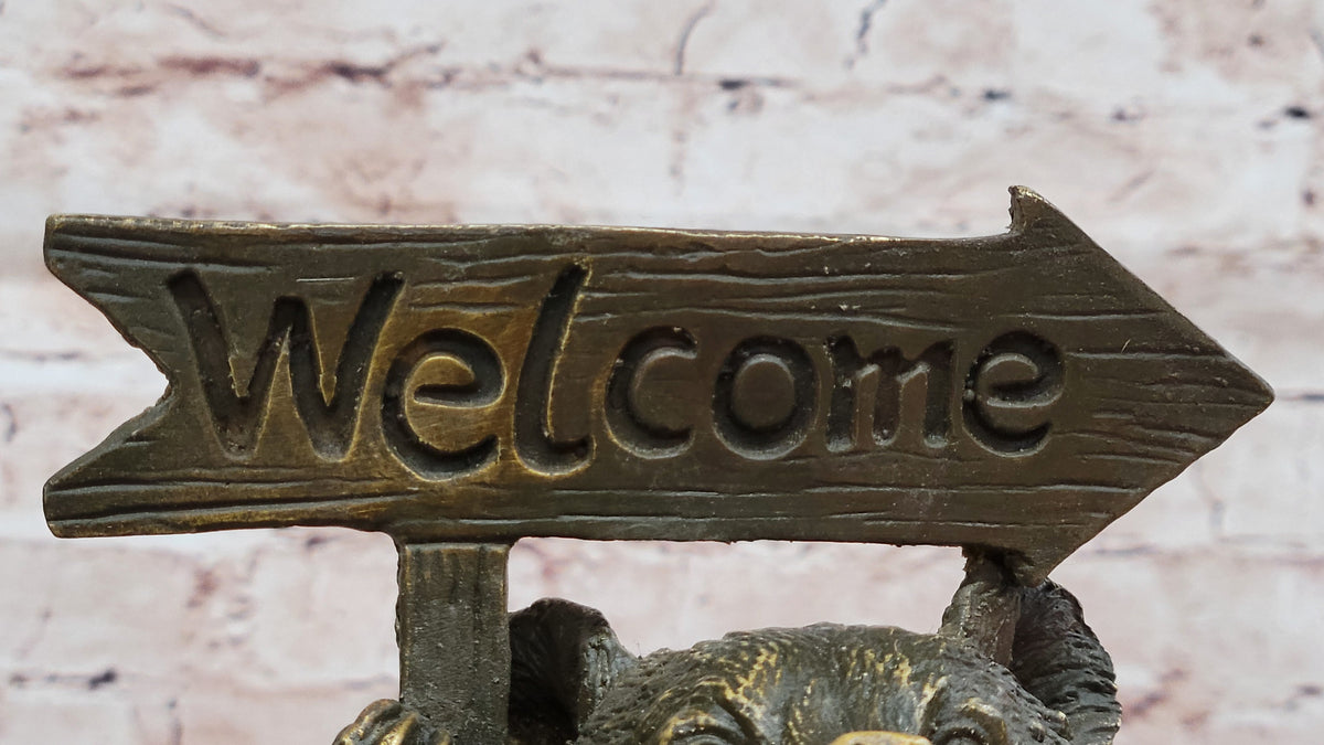 Adorable Bear Cub Welcome Statue; Bronze Finish Home Decor