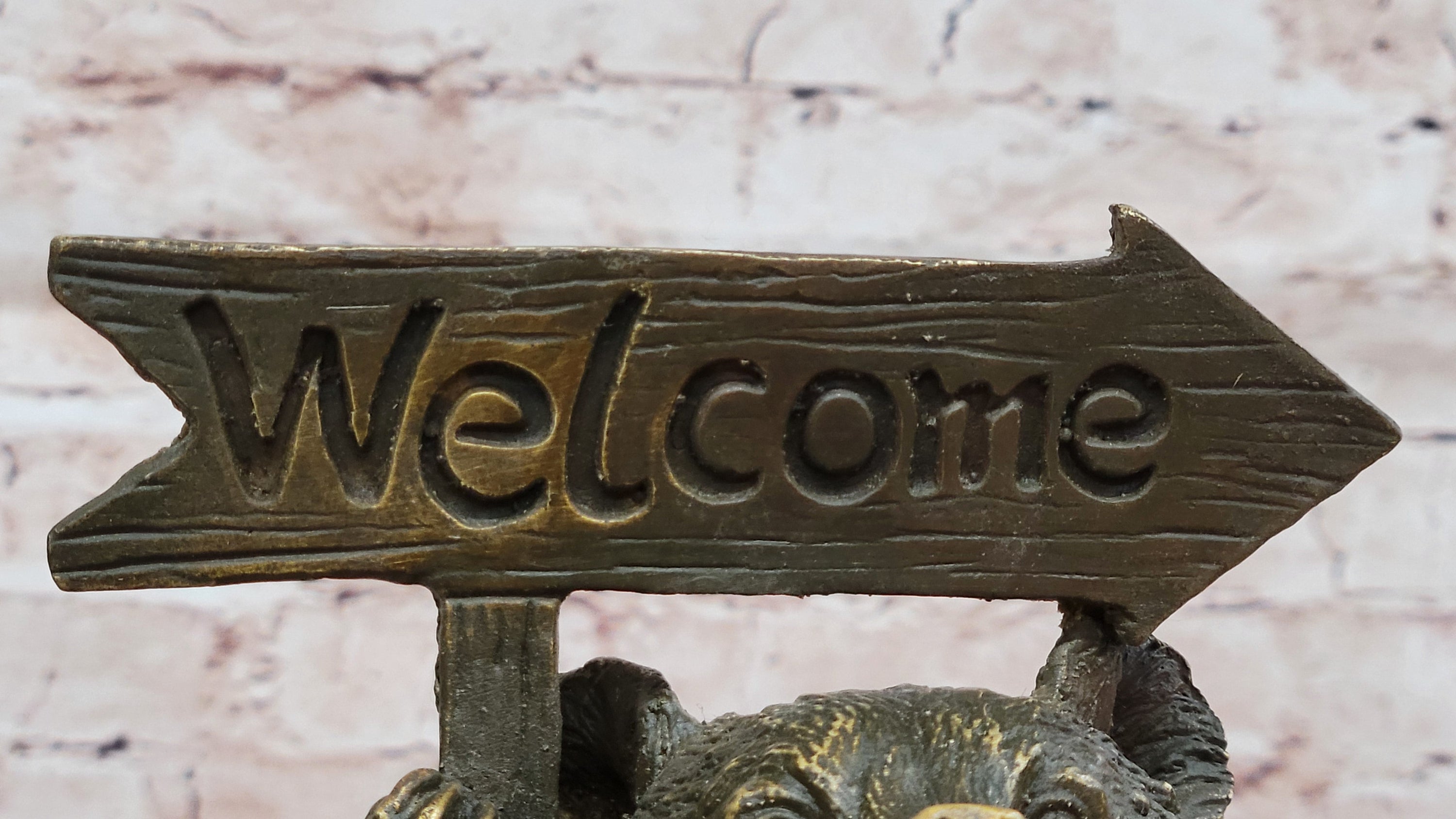 Adorable Bear Cub Welcome Statue; Bronze Finish Home Decor
