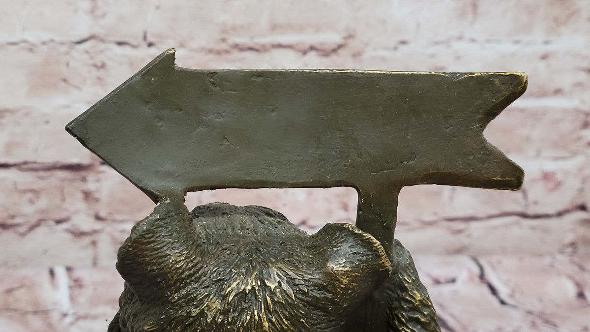 Adorable Bear Cub Welcome Statue; Bronze Finish Home Decor