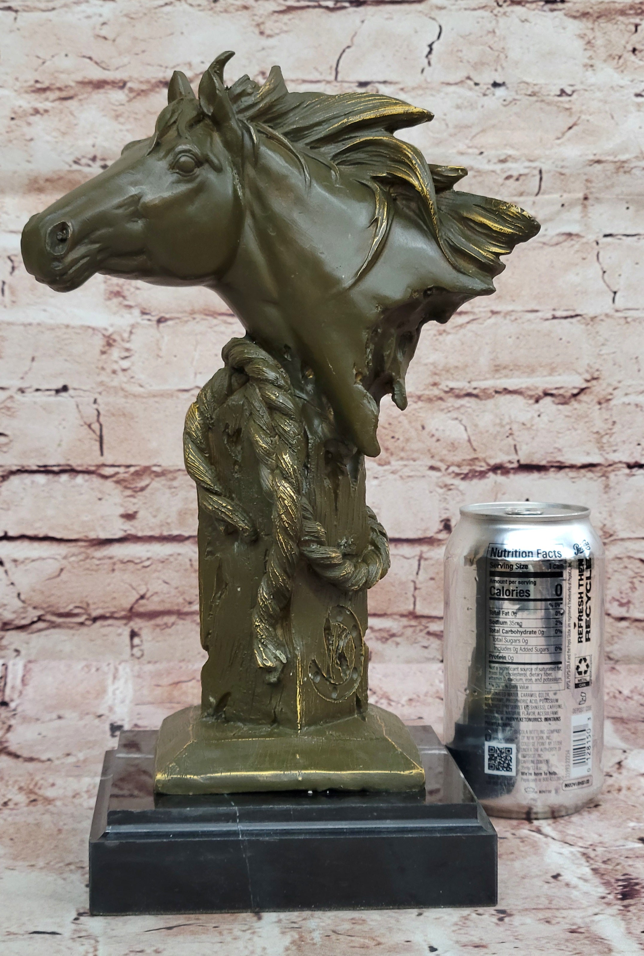 Bronze Horse Head Bust with Rope; Western Equestrian Sculpture