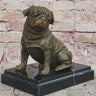 Sitting Pug Bronze Sculpture - Realistic Dog Breed Animal Art