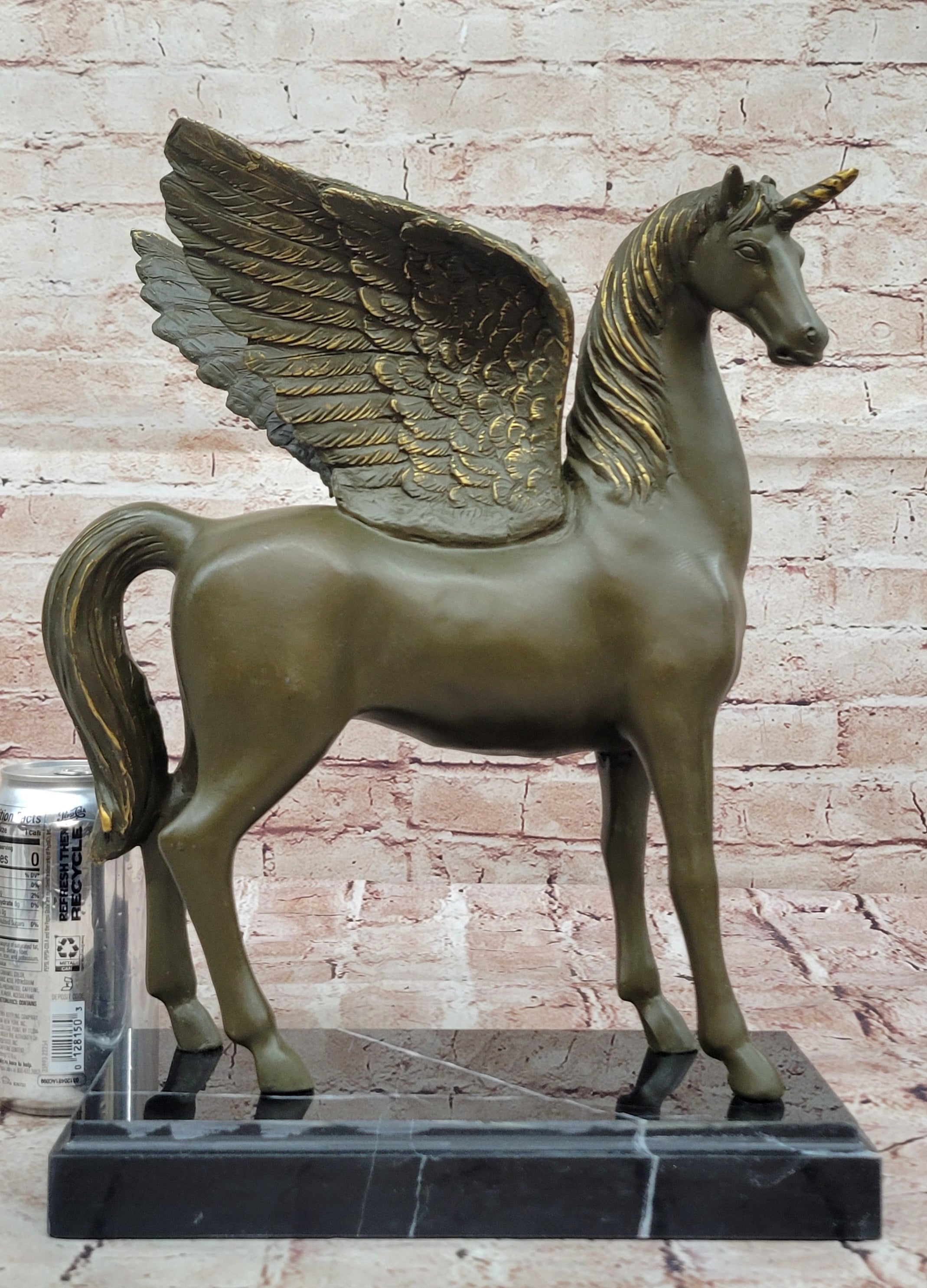 Bronze Pegasus Unicorn Statue; Mythical Winged Horse Sculpture