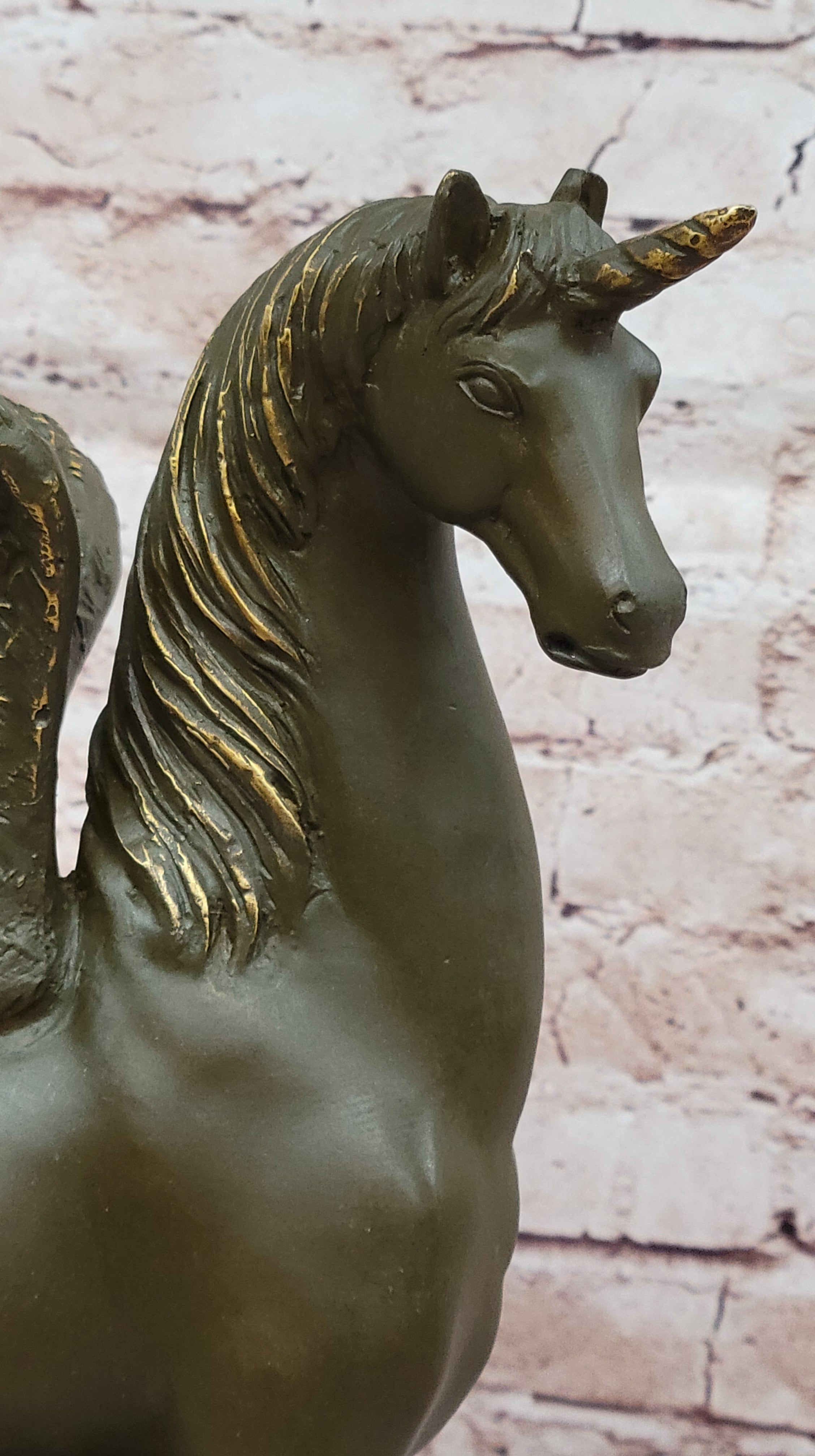 Bronze Pegasus Unicorn Statue; Mythical Winged Horse Sculpture