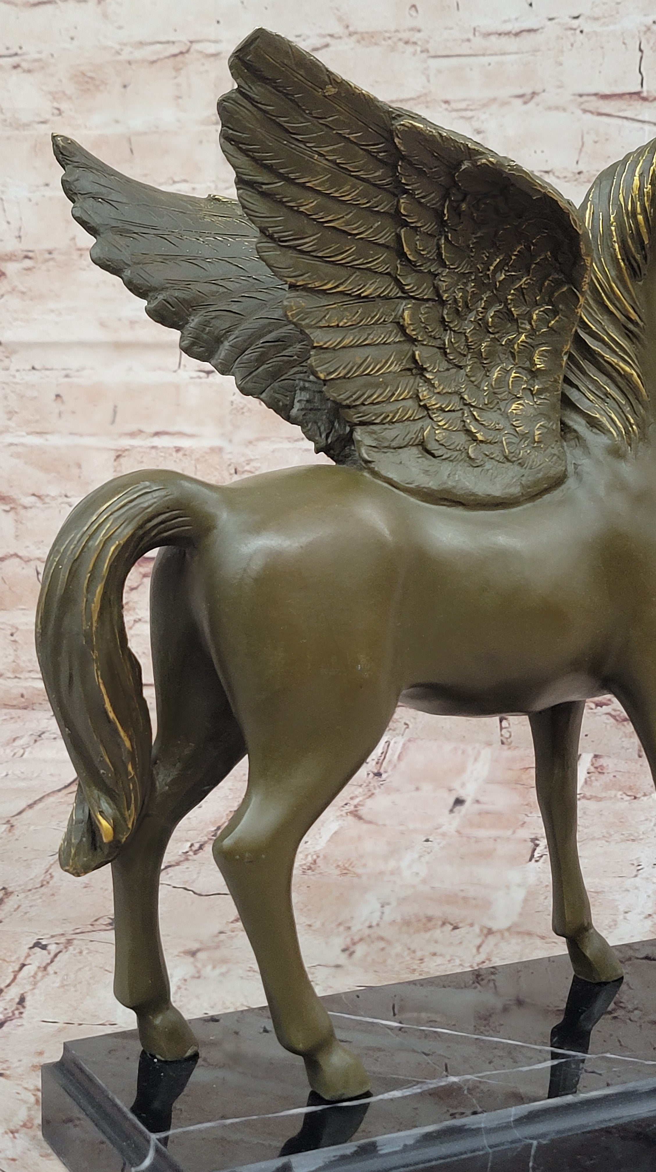Bronze Pegasus Unicorn Statue; Mythical Winged Horse Sculpture