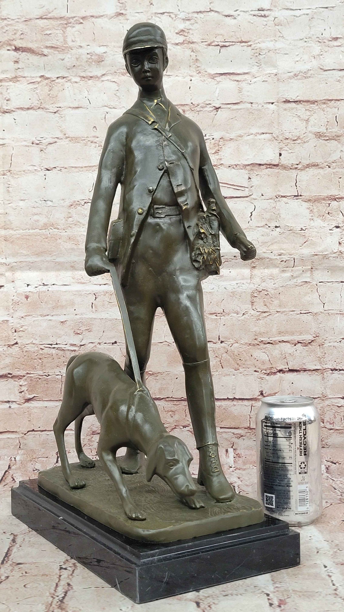 Hunter with Dog Bronze Sculpture – Gamekeeper Theme Art by Vitaleh
