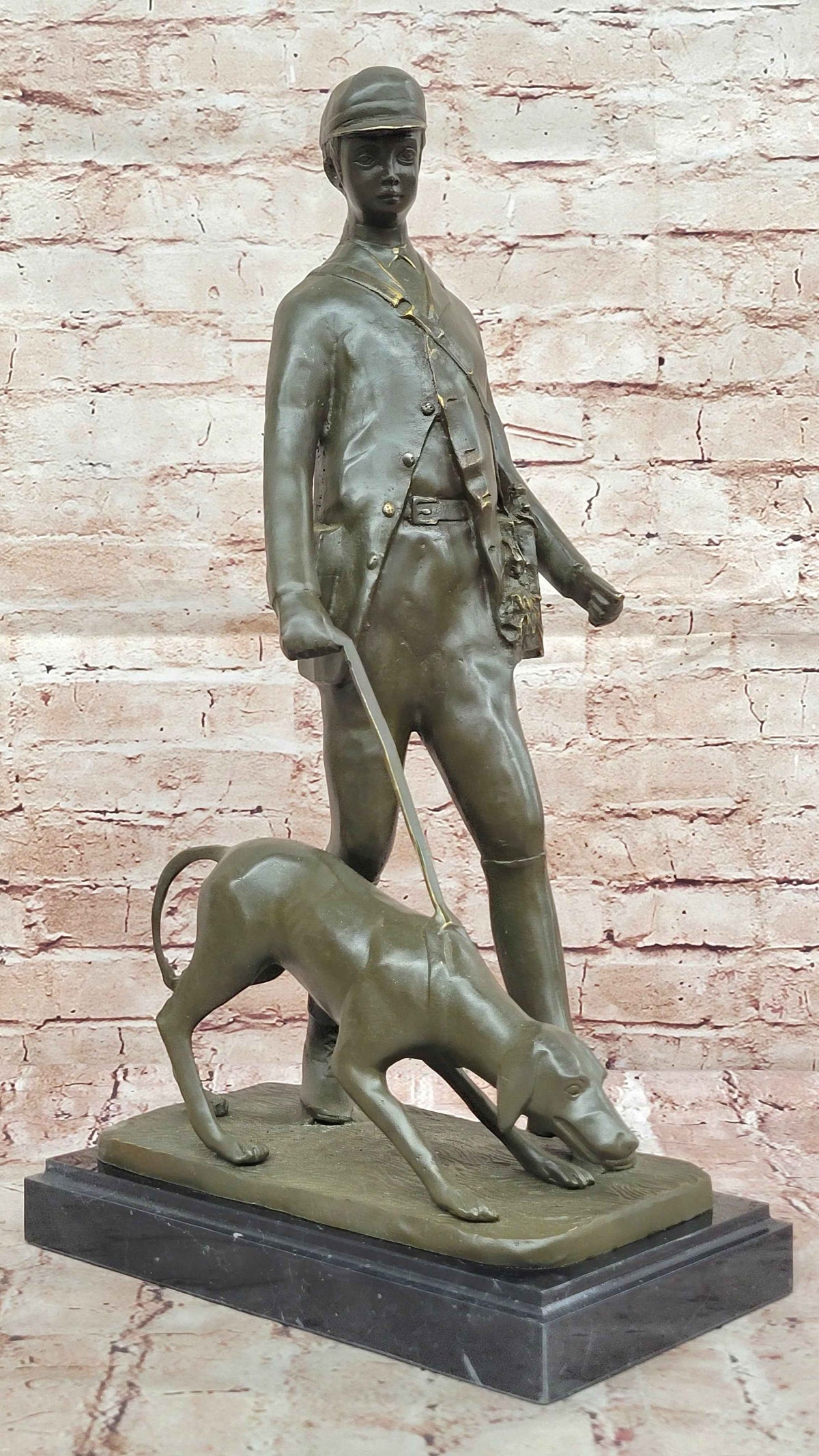 Hunter with Dog Bronze Sculpture – Gamekeeper Theme Art by Vitaleh