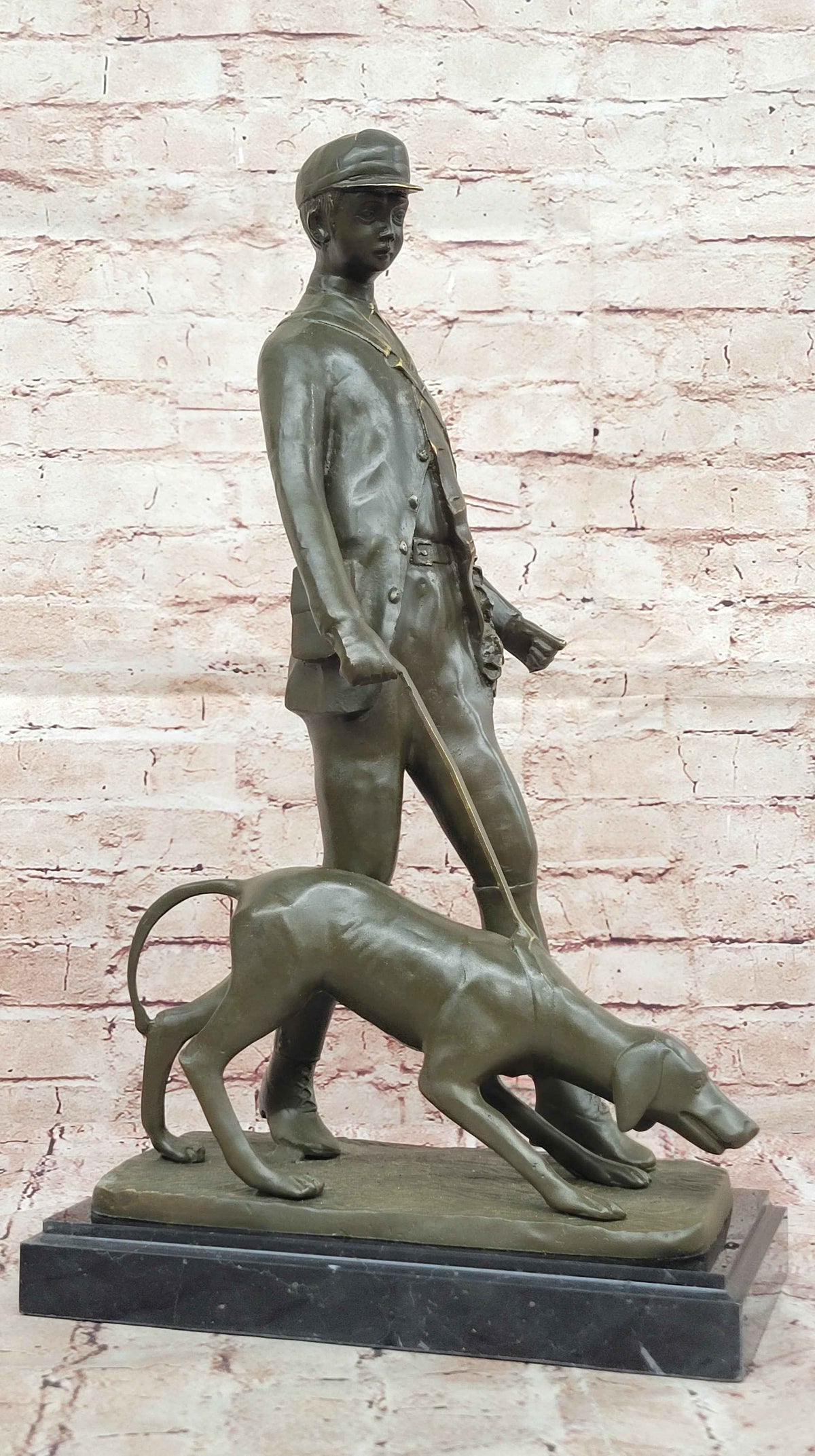 Hunter with Dog Bronze Sculpture – Gamekeeper Theme Art by Vitaleh