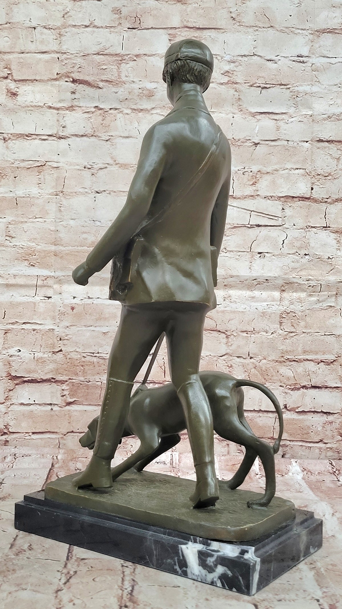 Hunter with Dog Bronze Sculpture – Gamekeeper Theme Art by Vitaleh