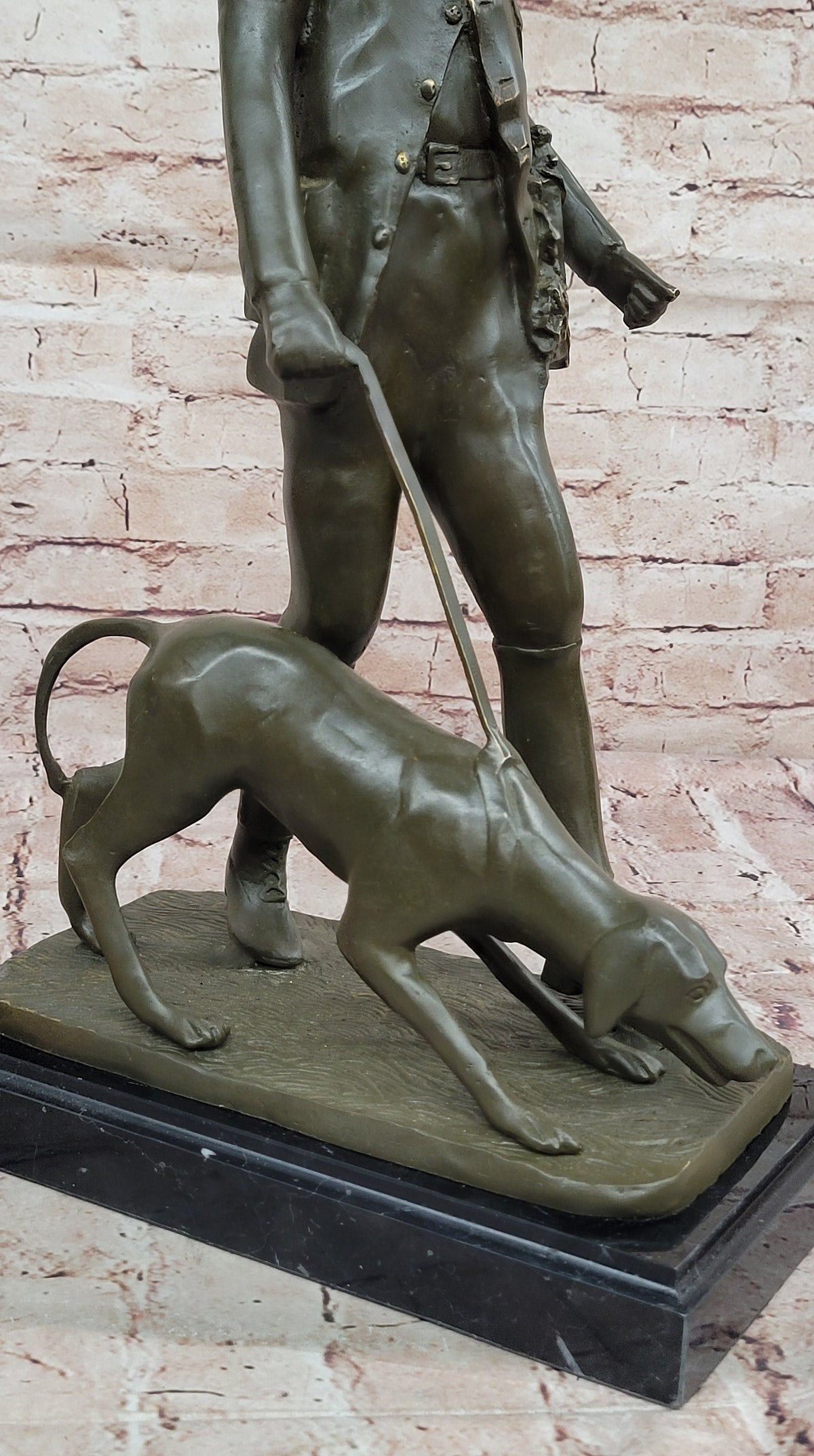 Hunter with Dog Bronze Sculpture – Gamekeeper Theme Art by Vitaleh