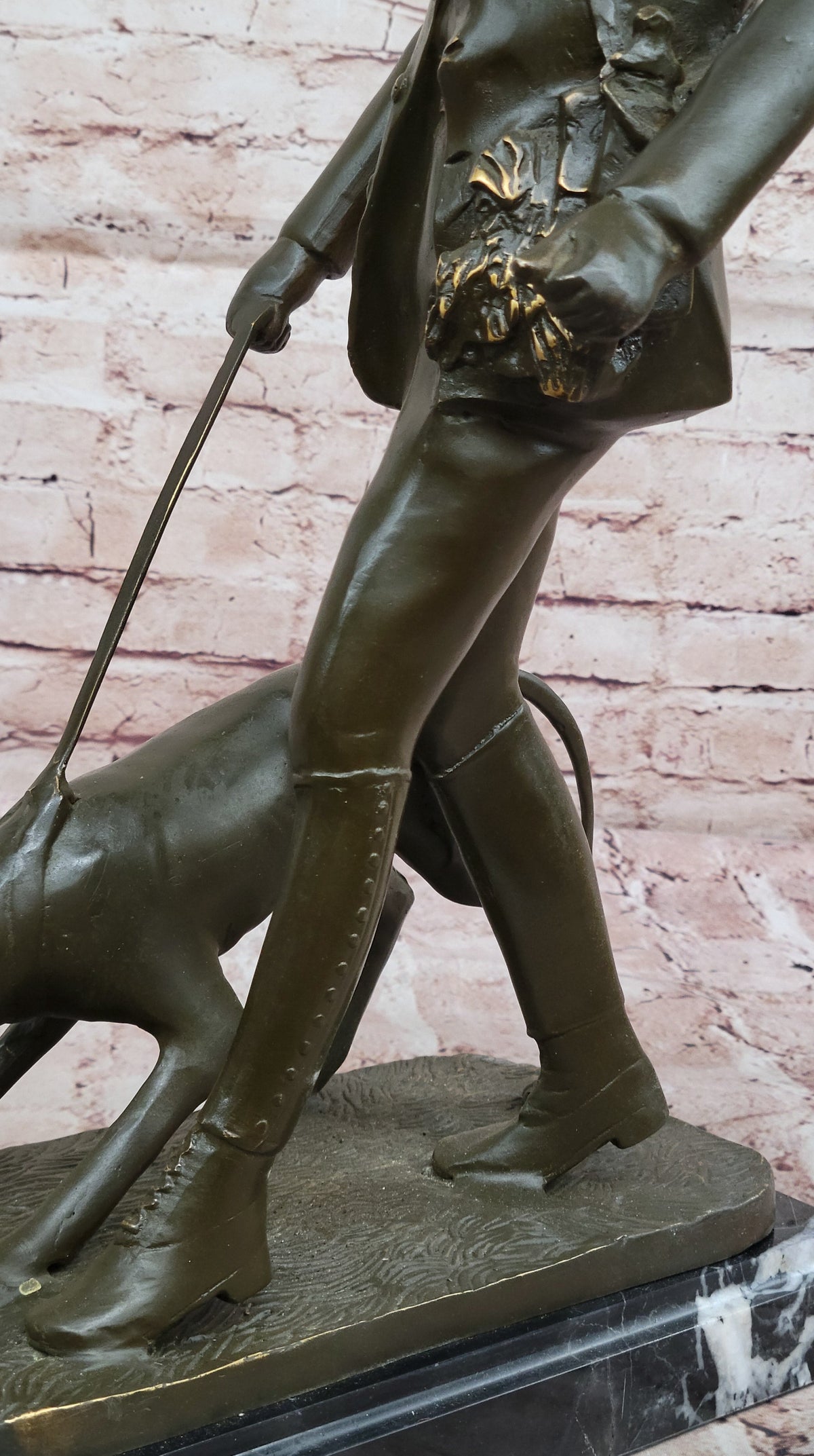 Hunter with Dog Bronze Sculpture – Gamekeeper Theme Art by Vitaleh