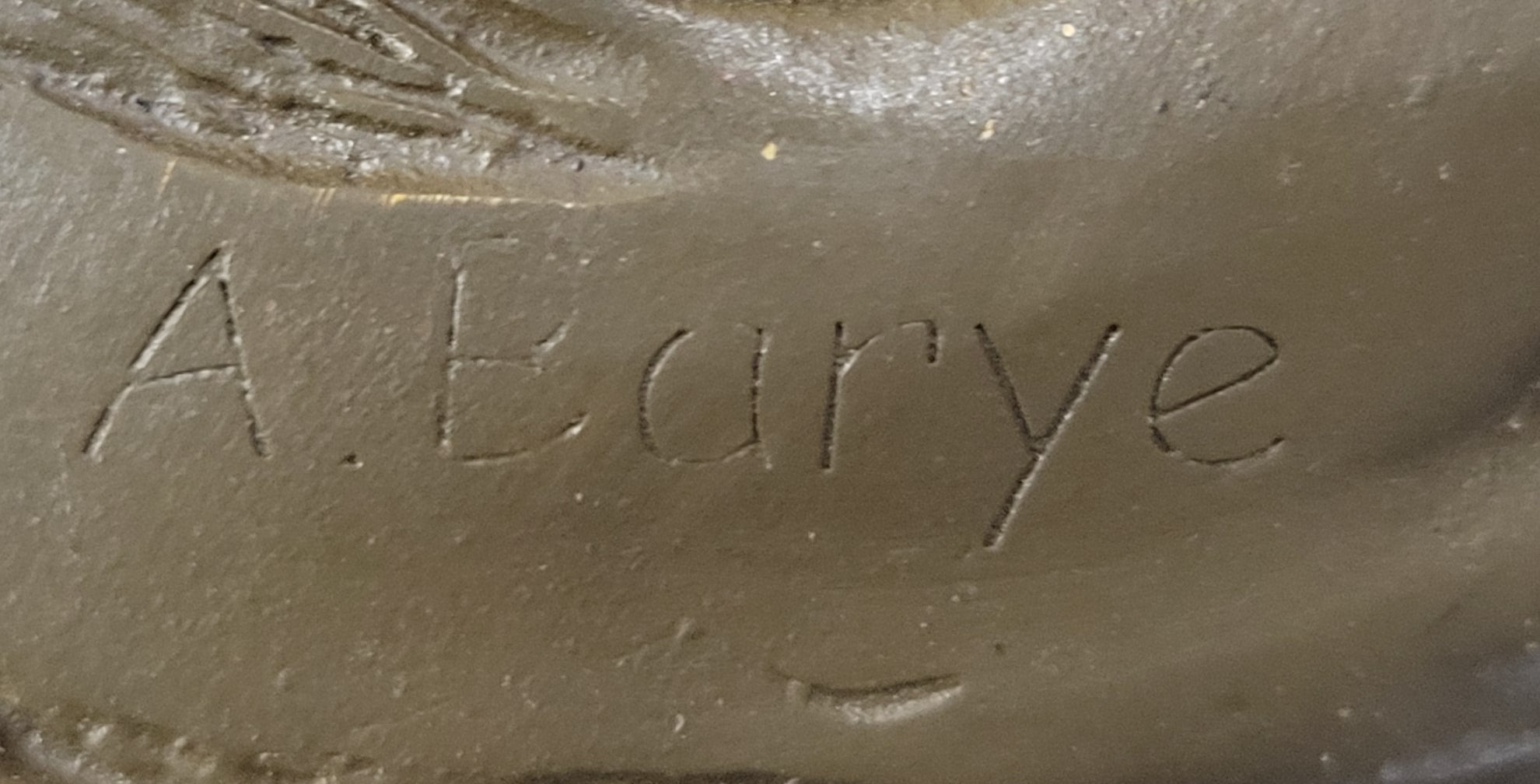 Roaring Bronze Tiger Sculpture on Marble Base; Wildlife Art