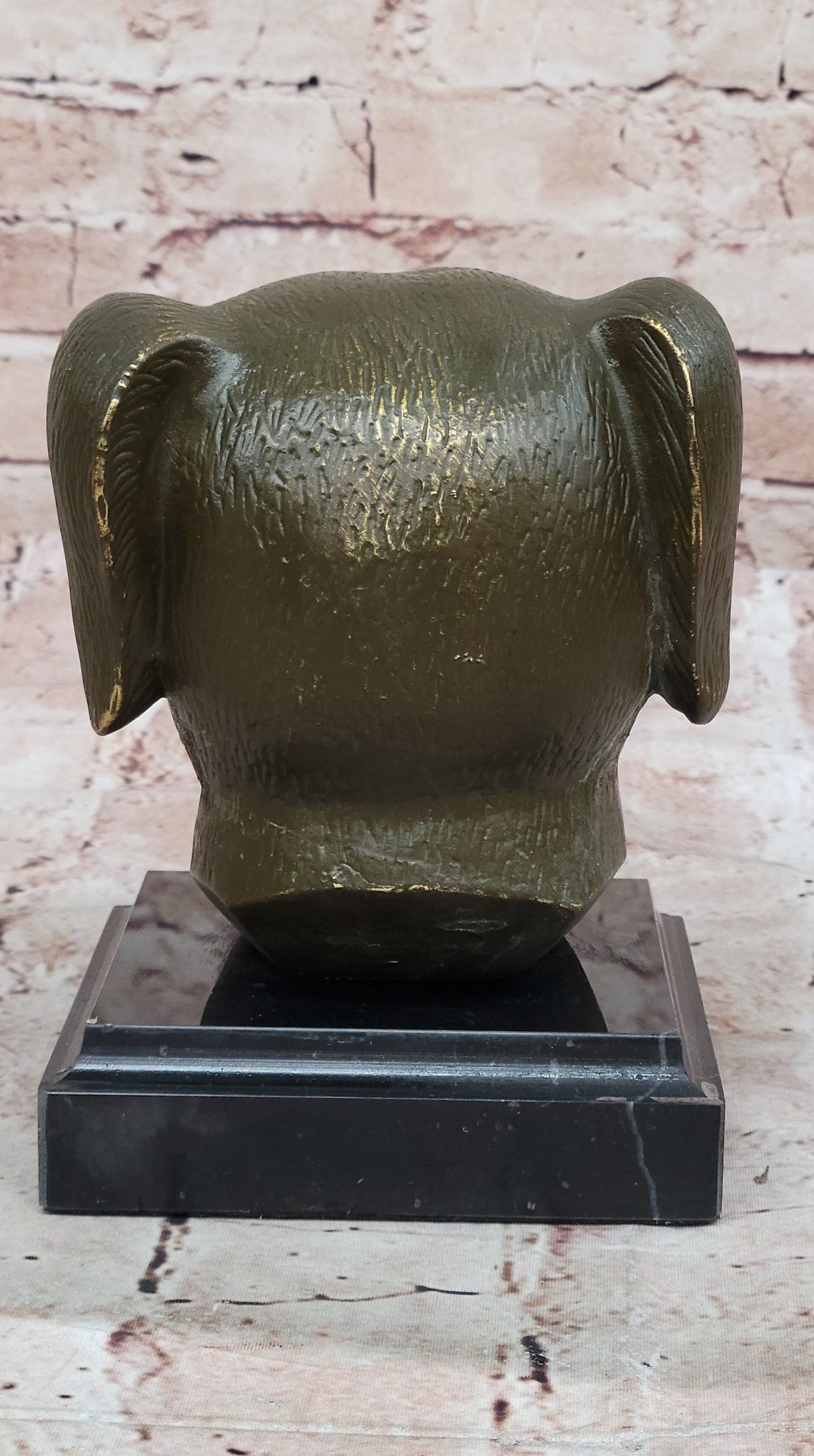 Bronze Dog Head Bust on Marble Base – Stylized Canine Sculpture