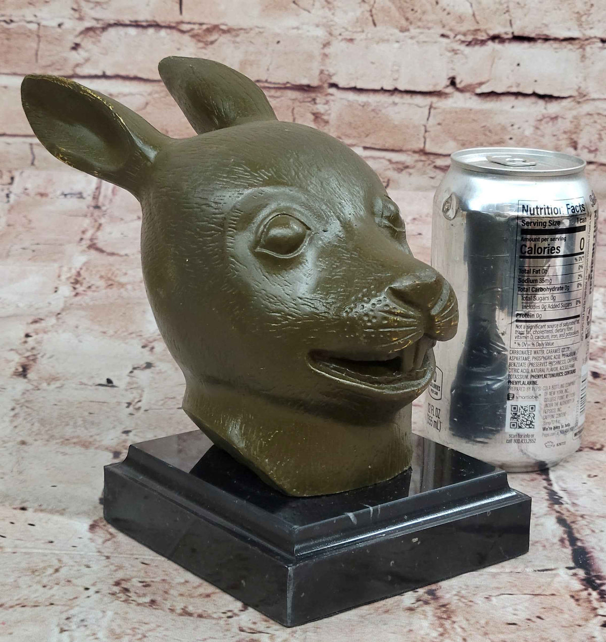 Bronze Rabbit Hare Head Statue Realistic Wildlife Sculpture Decor