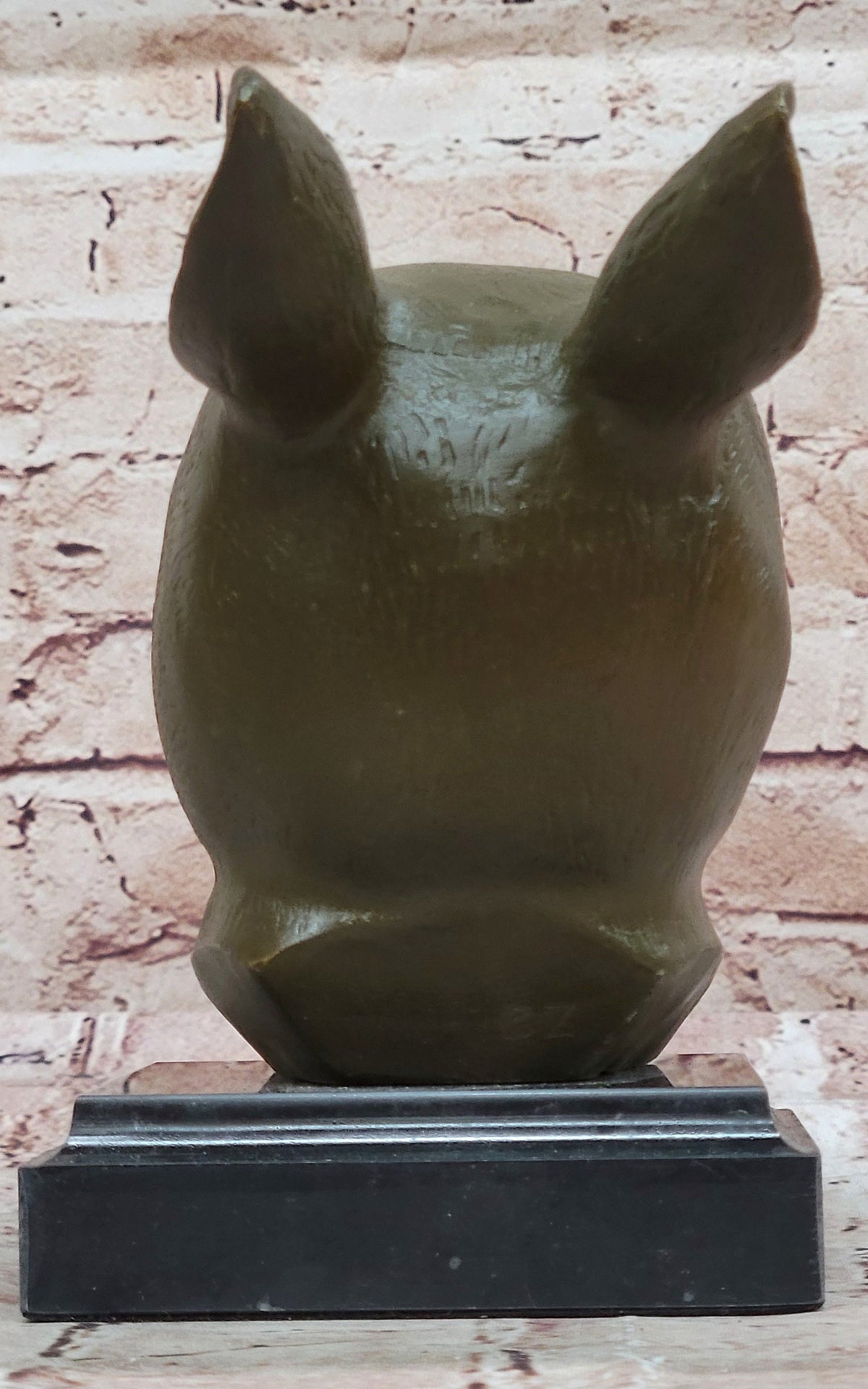 Bronze Rabbit Hare Head Statue Realistic Wildlife Sculpture Decor