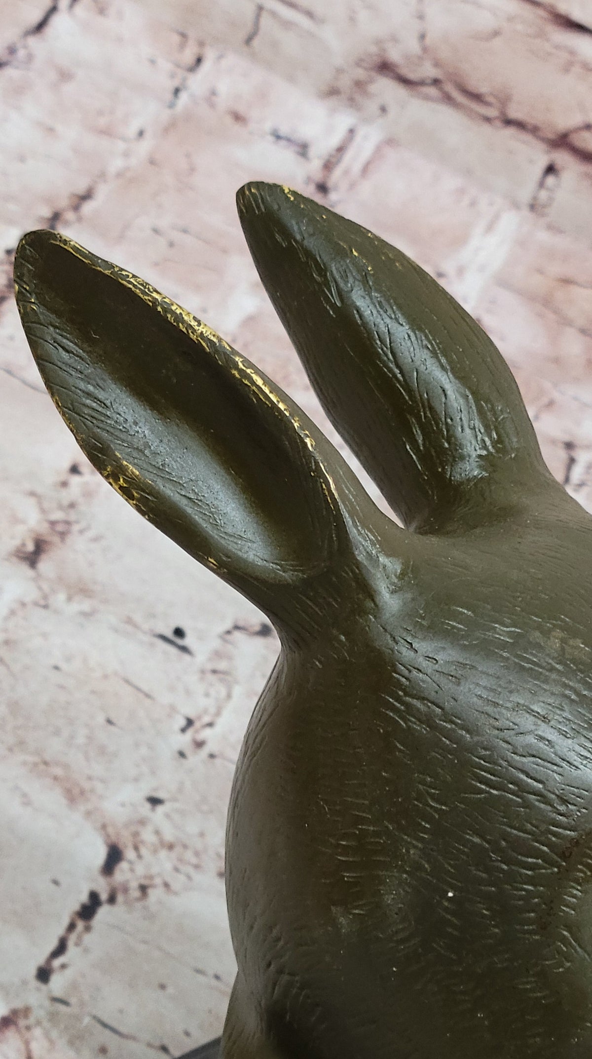 Bronze Rabbit Hare Head Statue Realistic Wildlife Sculpture Decor