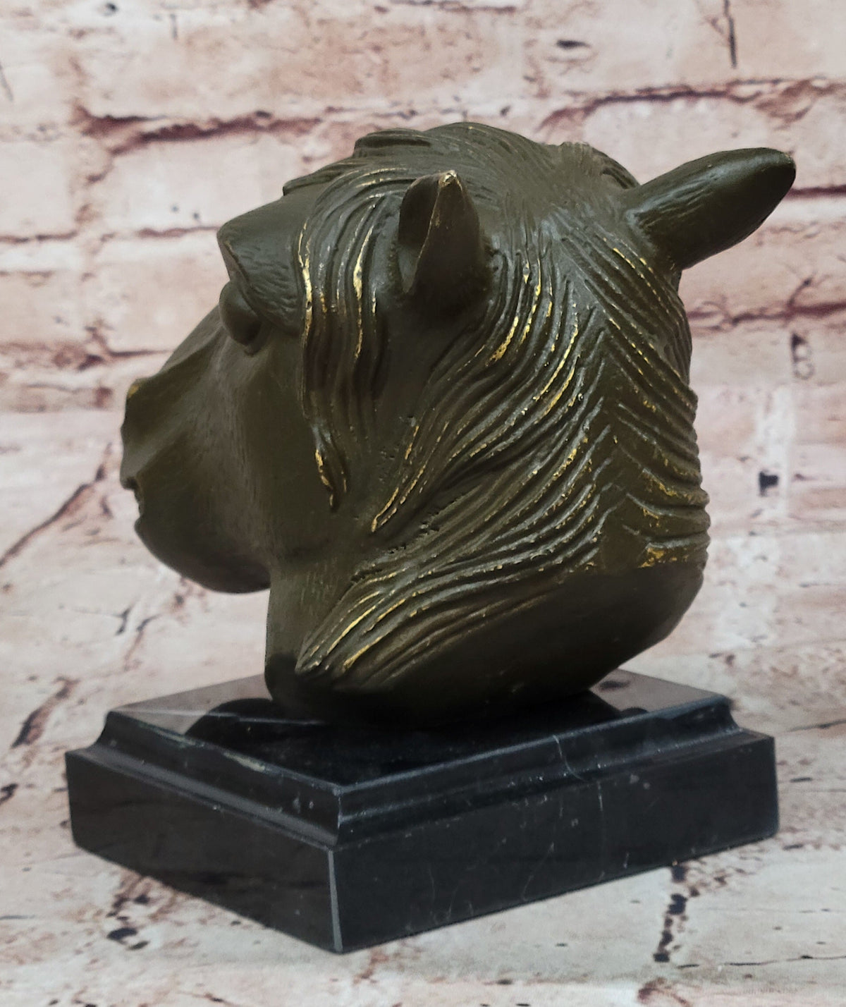 Bronze Horse Head Sculpture – Zodiac Stallion Bust on Marble Base