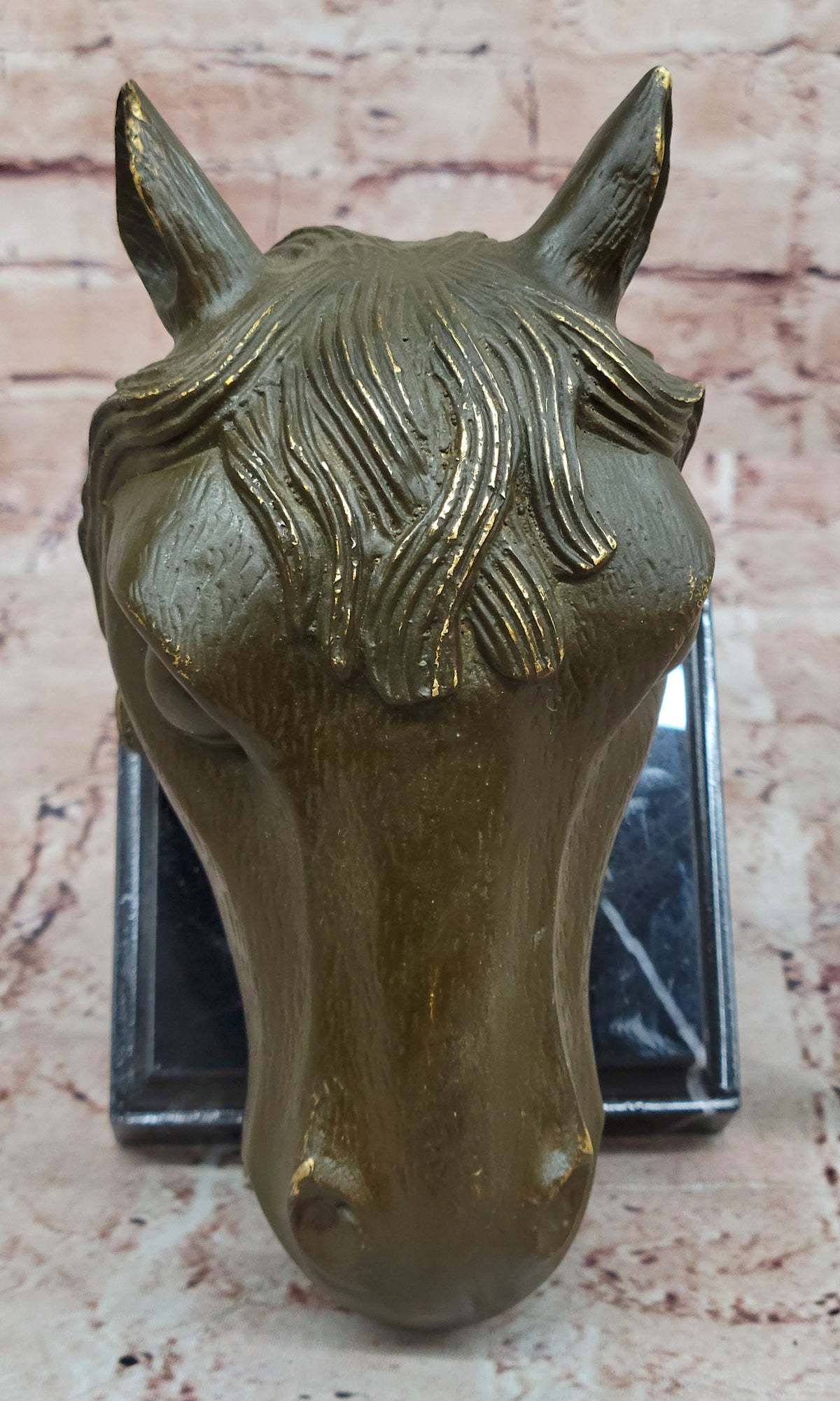 Bronze Horse Head Sculpture – Zodiac Stallion Bust on Marble Base