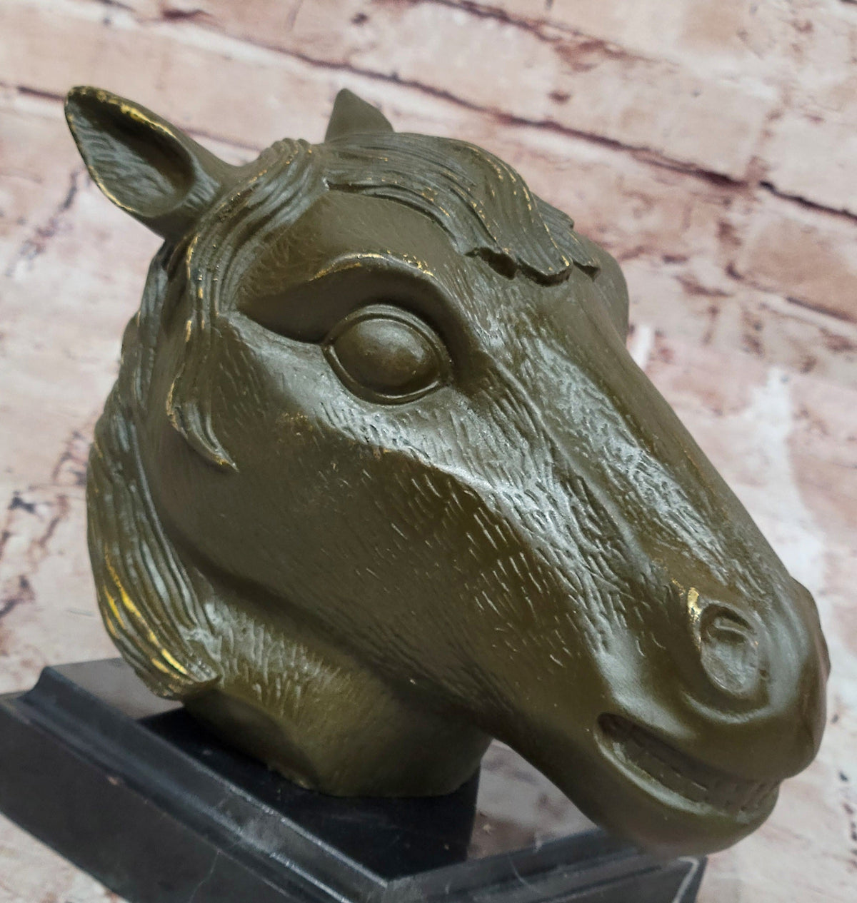 Bronze Horse Head Sculpture – Zodiac Stallion Bust on Marble Base