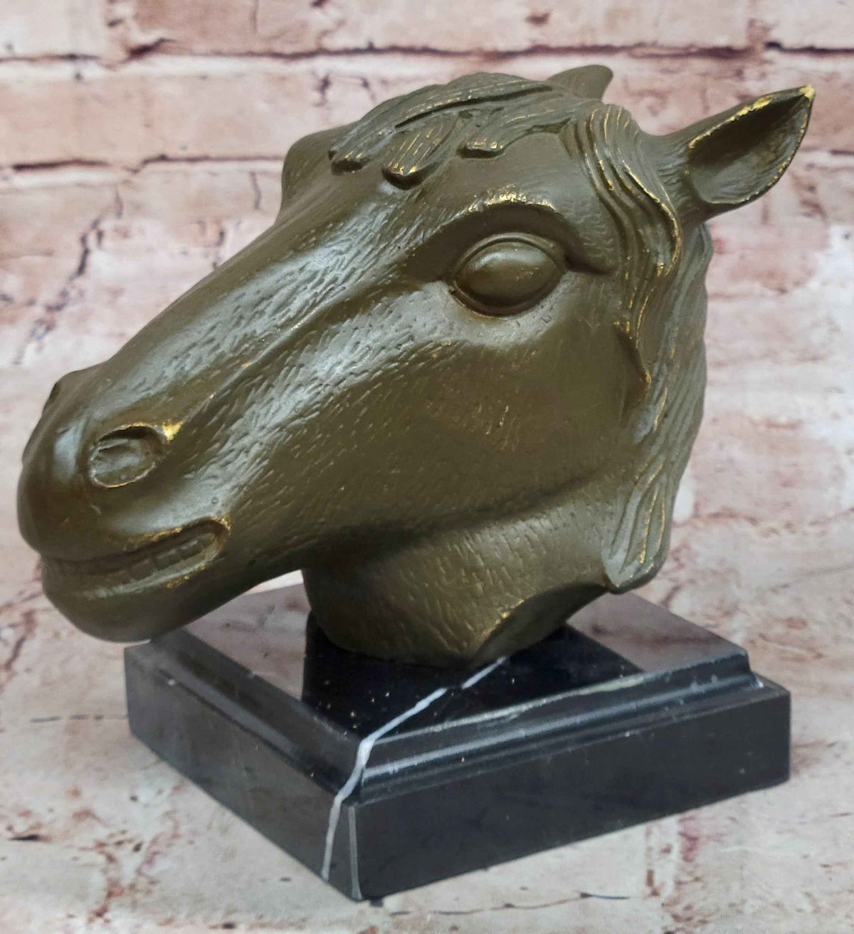 Bronze Horse Head Sculpture – Zodiac Stallion Bust on Marble Base