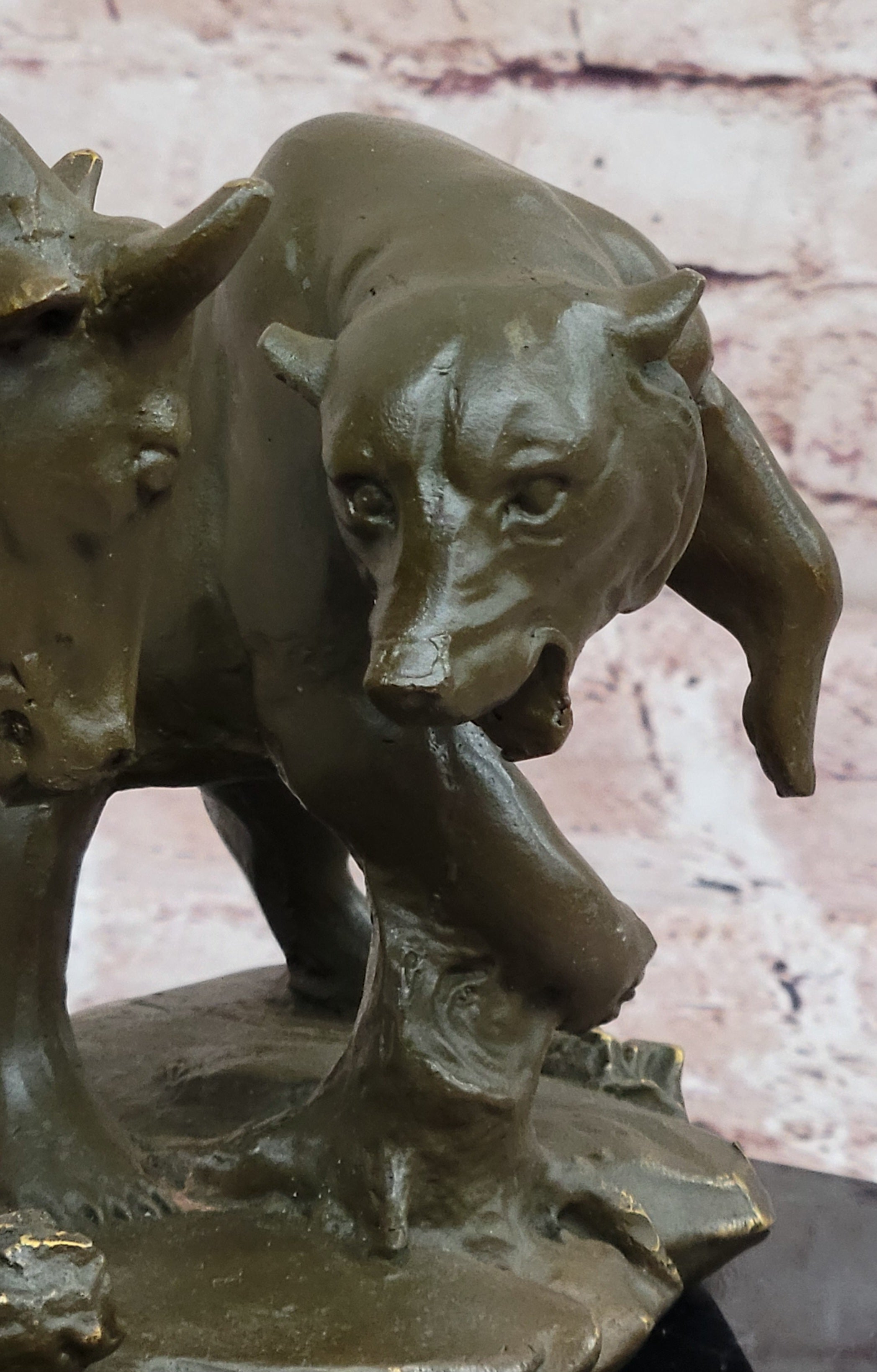 Bull and Bear Bronze Sculpture; Wall Street Market Duel Statue