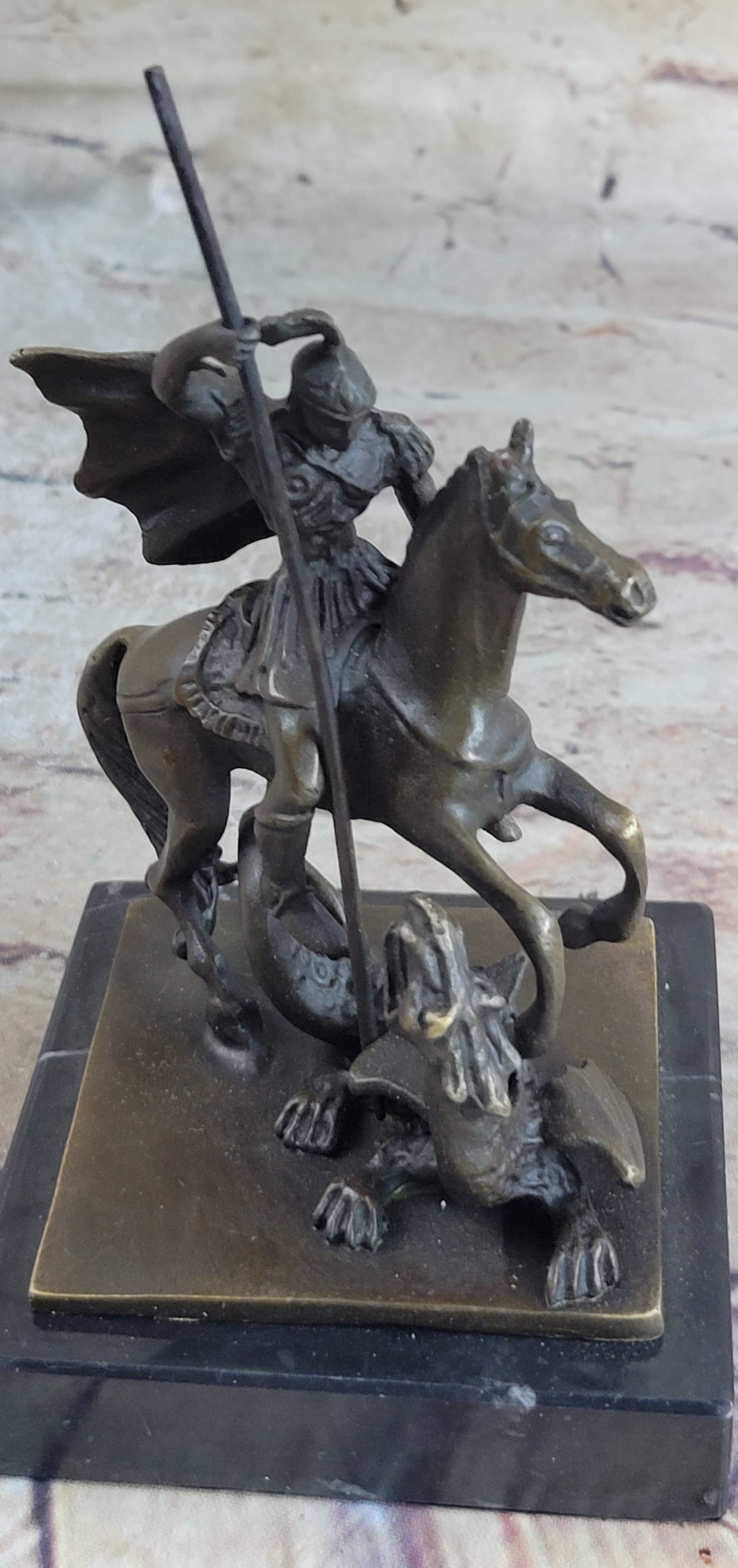 St. George Dragon Slayer Bronze Statue Military Saint Catholic Patron Sculpture
