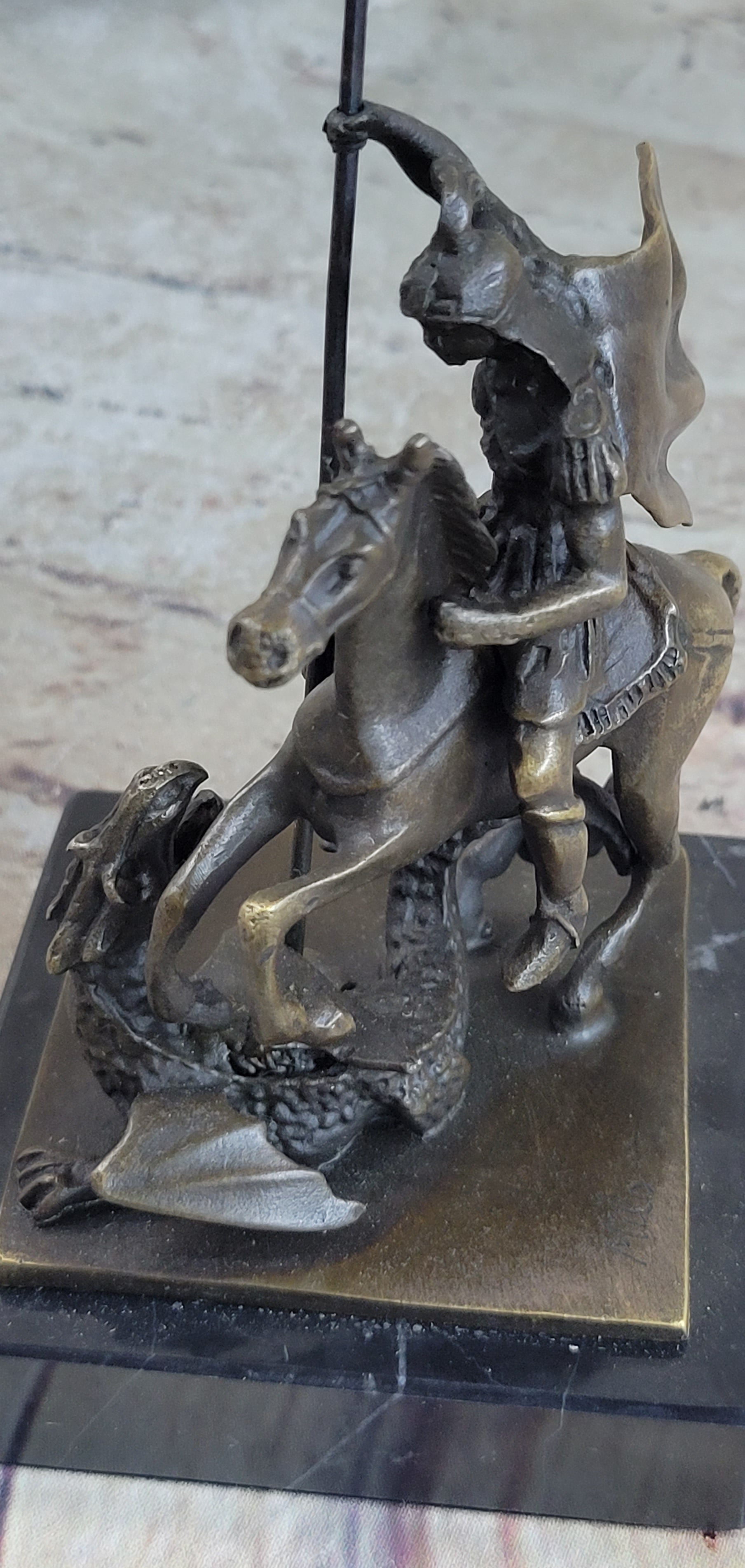 St. George Dragon Slayer Bronze Statue Military Saint Catholic Patron Sculpture