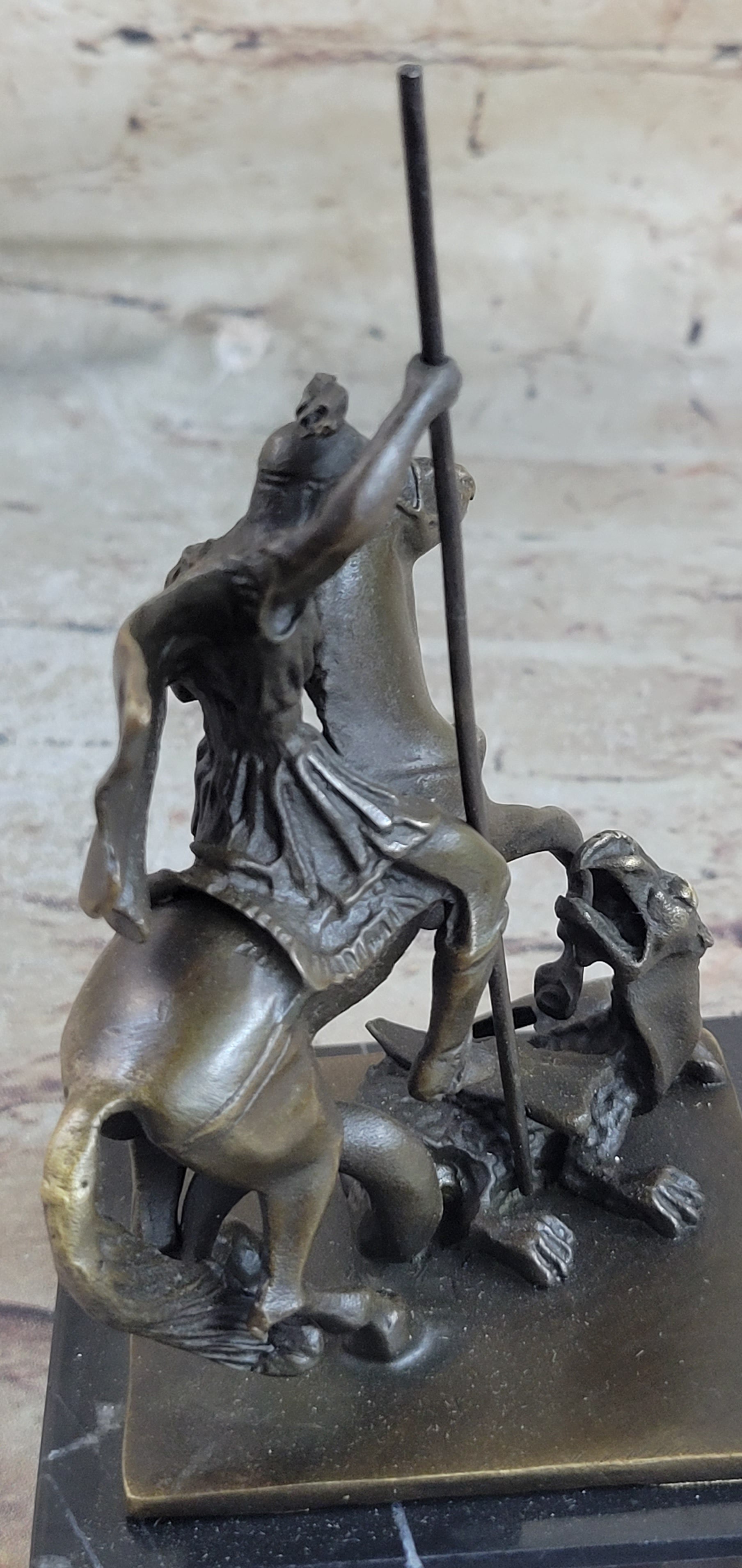St. George Dragon Slayer Bronze Statue Military Saint Catholic Patron Sculpture