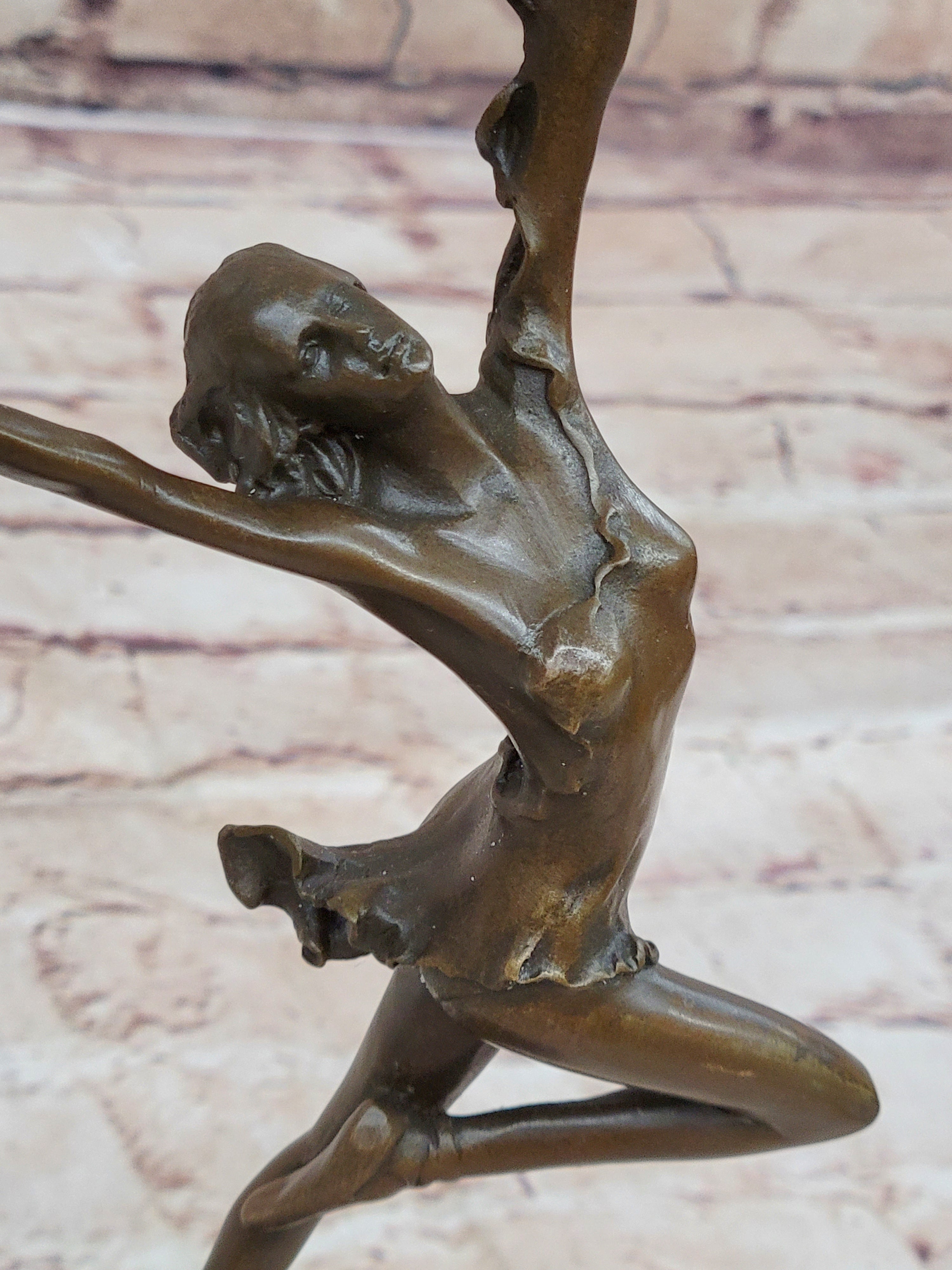 Girl Dancing with Birds Bronze Metal Statue Sculpture Original Art Marble Base