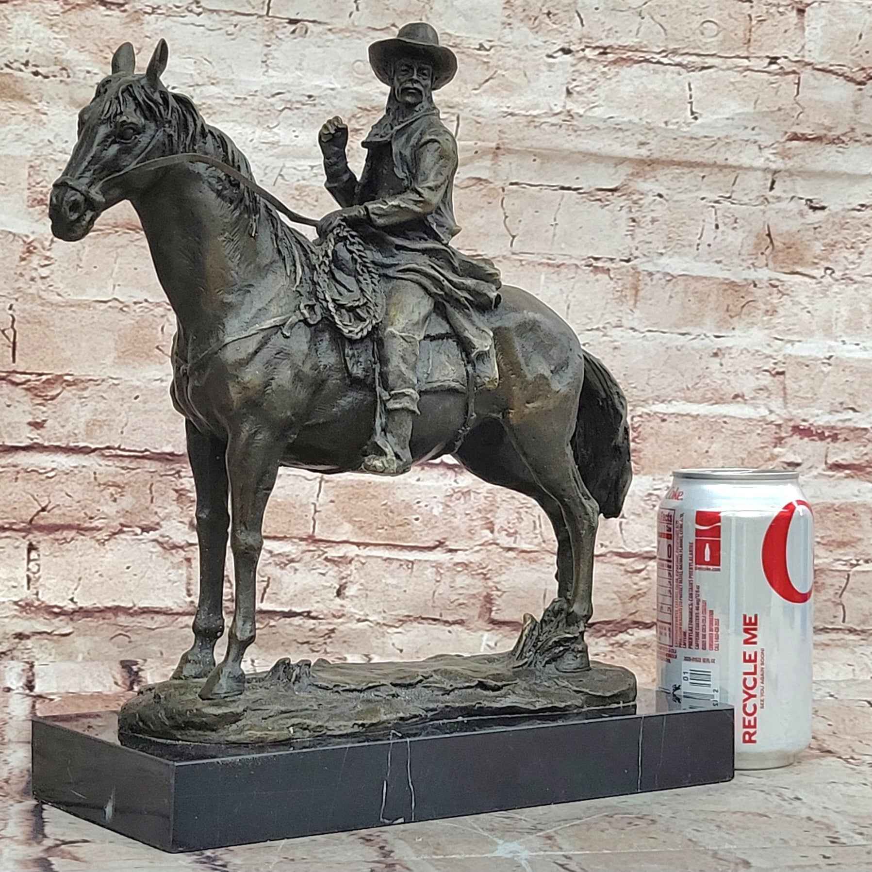 Bronze Cowboy Riding Horse Sculpture Western Equestrian Statue